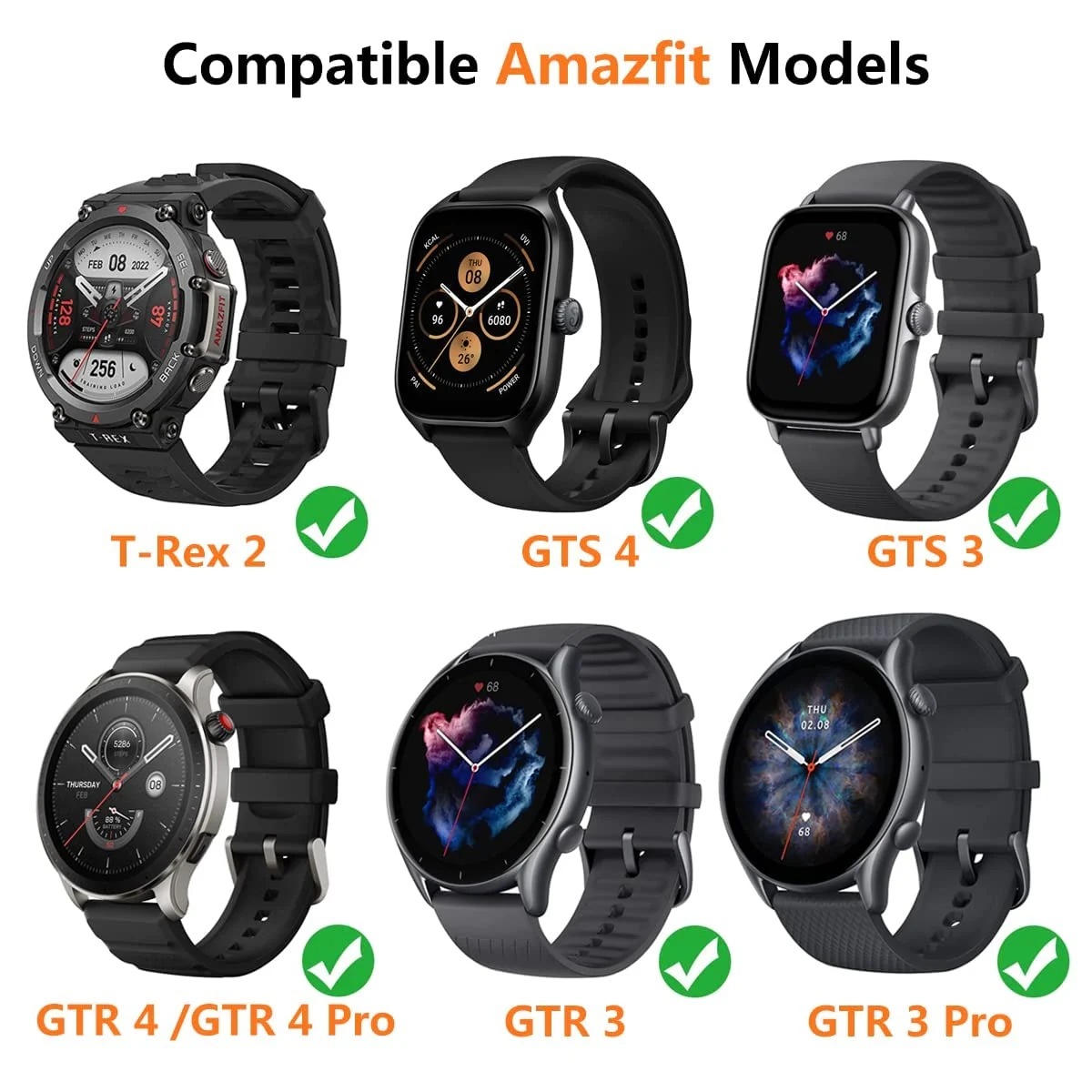 DL3 Mobilak Magnetic Charger Compatible with Amazfit GTS 3/GTS 4, GTR 3/GTR 3 Pro, GTR 4/GTR 4 Pro, T-Rex 2 1M USB Charging Cable Stand Dock Stable and Safty Charger Smartwatch Accessories - Black