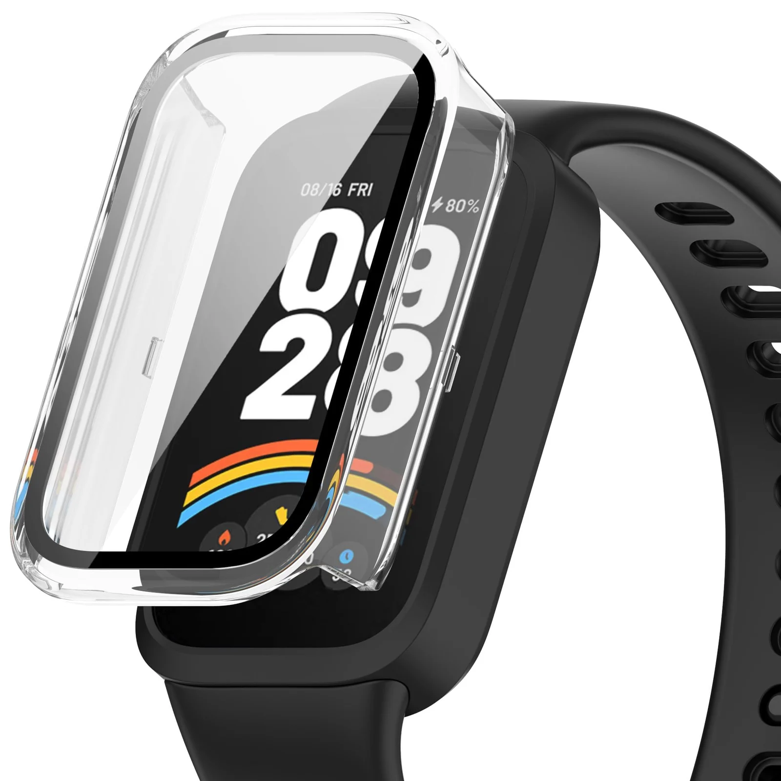 DL3 MOBILAK Full-Coverage Watch Case with Tempered Glass for Xiaomi Smart Band 9 Active, Clear