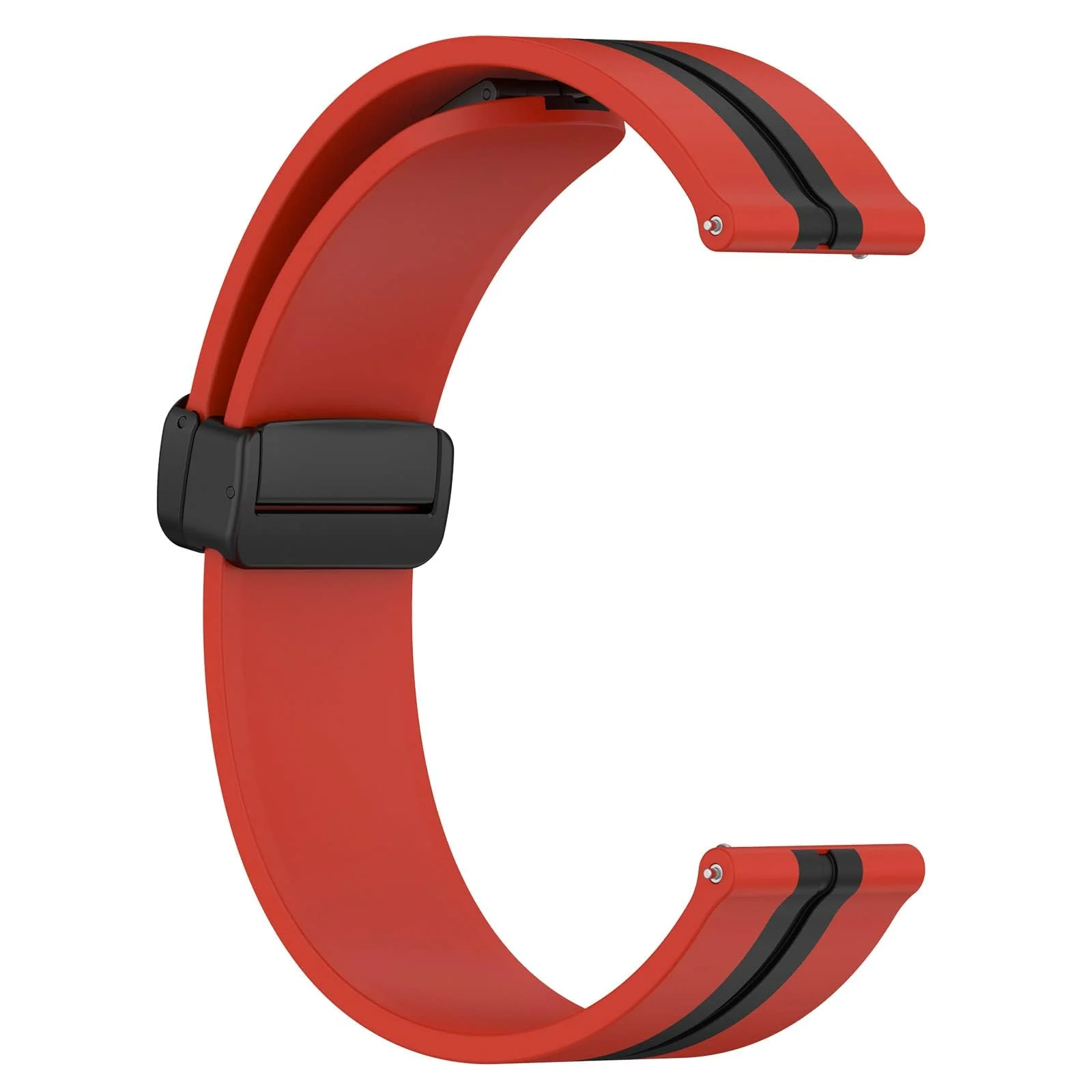 DL3 Mobilak Strap Silicone Magnetic Buckle 20MM For Samsung Gear Sport/Watch 6/5/4/5 Pro 45mm/S2 classic/active 2 40mm 44mm/Amazfit GTS 2/2e/GTS 3/3 Pro/GTS 4/GTS 2 Mini/3 Mini/4 Mini/Bip 3/Bip 3 Pro - Red Black