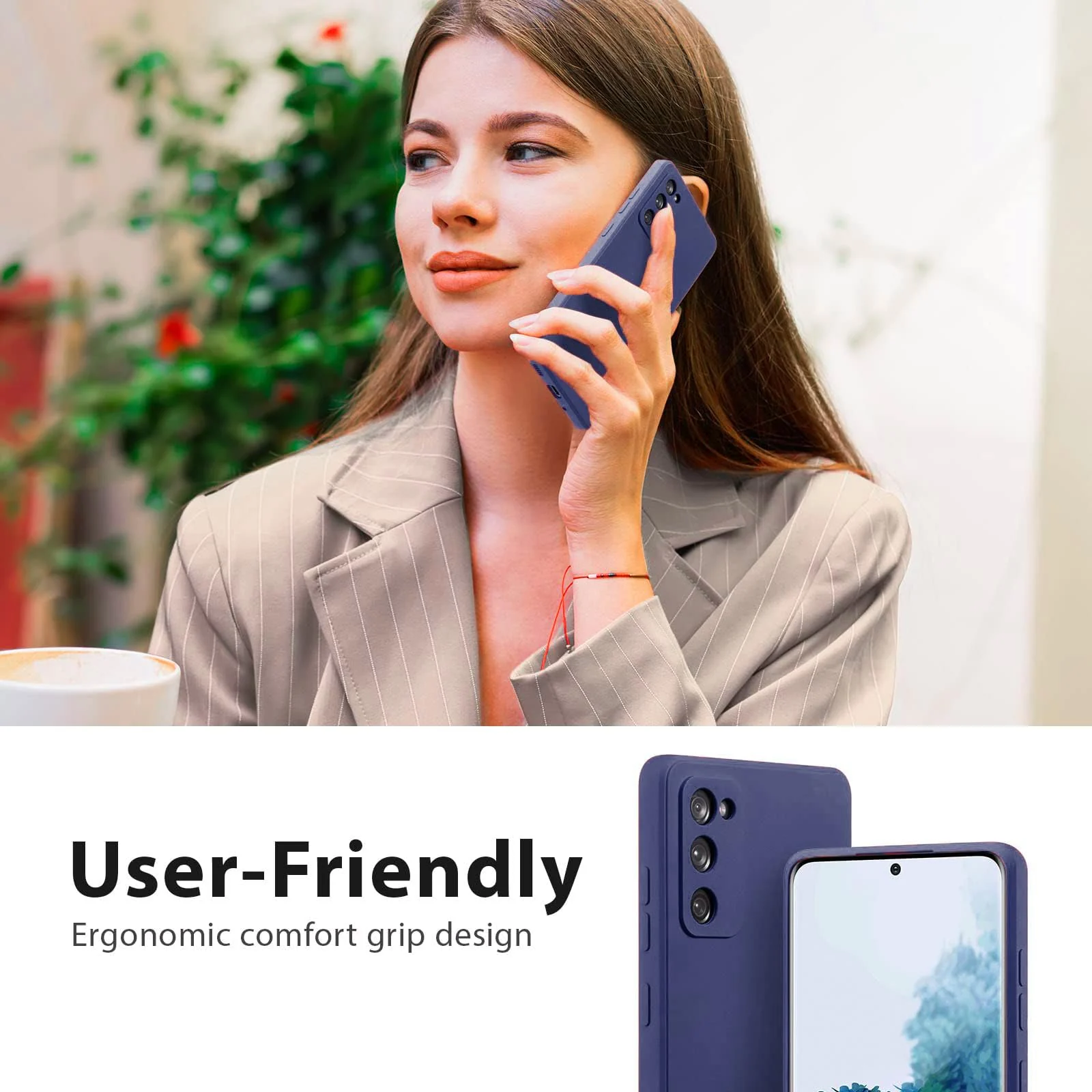DL3 Mobilak Liquid Silicone Protective Case with Soft Microfiber Lining with Full Camera Protection for Samsung Galaxy S20 FE - Blue 2