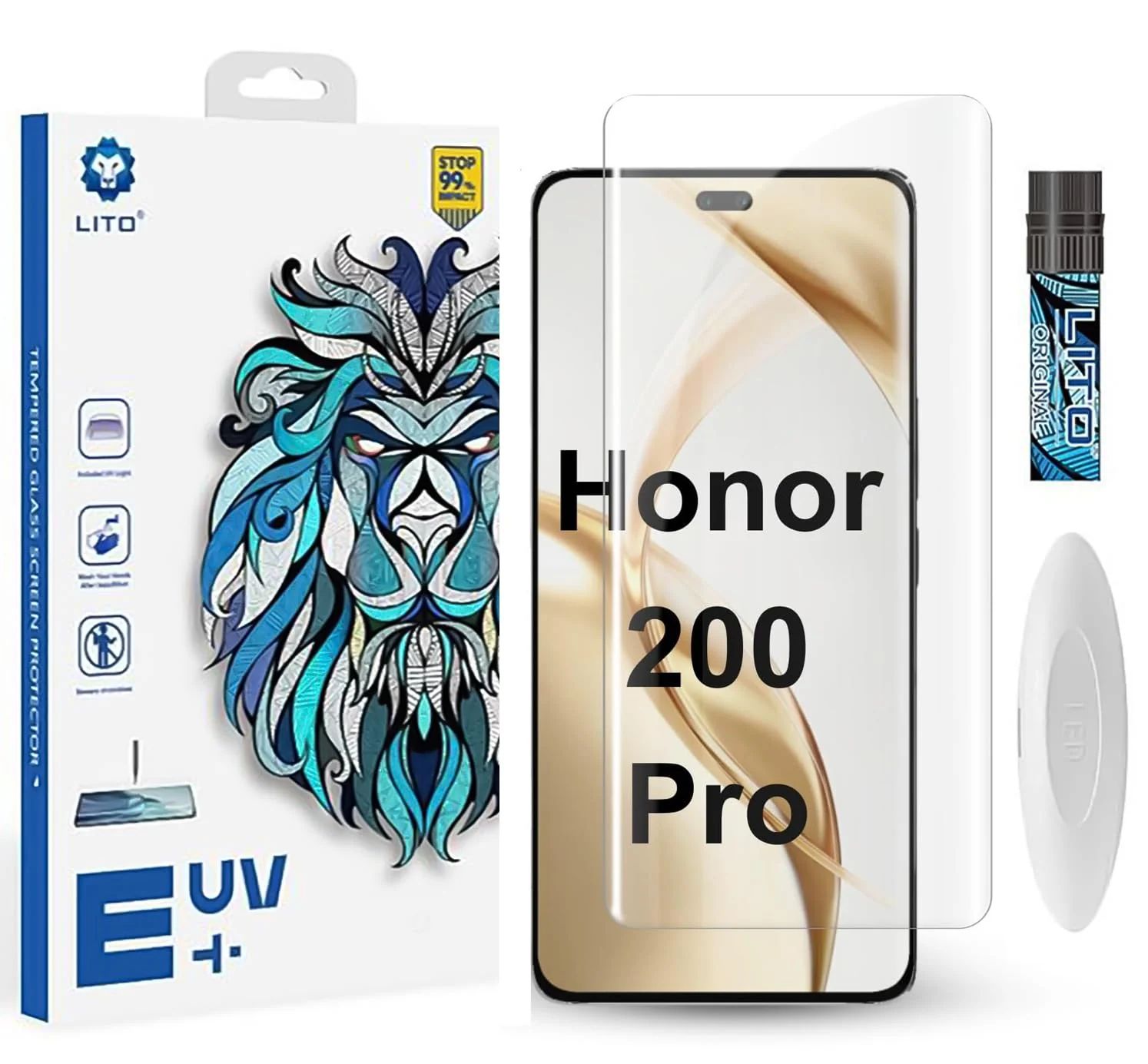 DL3 Mobilak Li-to Screen Protector Honor 200 Pro 5G [Liquid UV Tempered Glass] Full Screen adhesive [Sensitive Touch][Fingerprint Sensor Compatible] HD - Clear