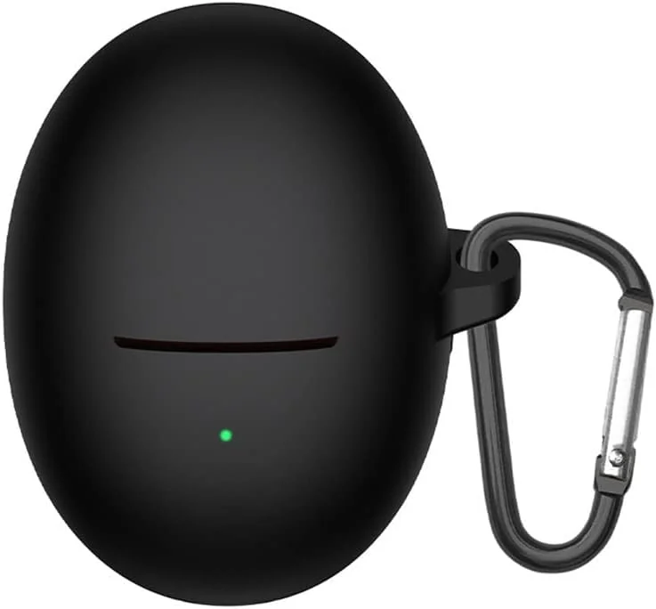 DL3 Mobilak Silicone Case Compatible with Huawei Freebuds 5 Earbuds, Soft Silicone Protective Case Cover, Shockproof Sleeve with Carabiner - Black
