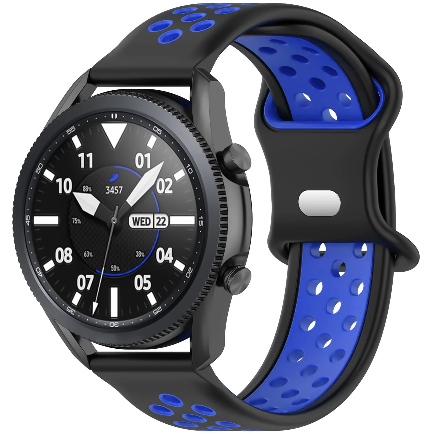 DL3 Mobilak Silicone Sport Bands 22MM Strap For Samsung galaxy watch3 45mm /galaxy 46mm/Gear S3/Huawei watch GT3 46MM/GT2E/GT2 Pro/GT GT2 46MM/Honor Magic Watch2 46mm/Amazfit GTR 4,3 (&) - Black & Blue