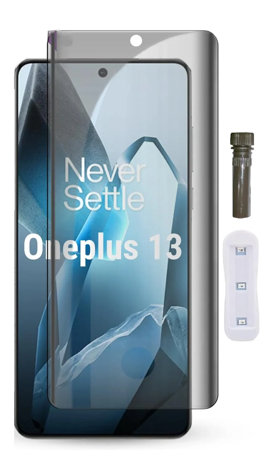 DL3 Mobilak Screen Protector for OnePlus 13 UV Glass Fingerprint Reader Support 3D Curved Anti-Spy Tempered Glass Screen Protector - Privacy