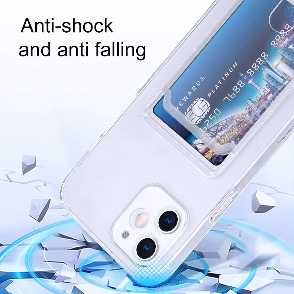 DL3 Mobilak Compatible with Apple iPhone 12 (6.1 inch) Wallet Case with Card Holder, Precision Cut-Outs and TPU Bumper for Shock Absorption, Anti-Scratch Smudge-Proof (Matte ) - Clear