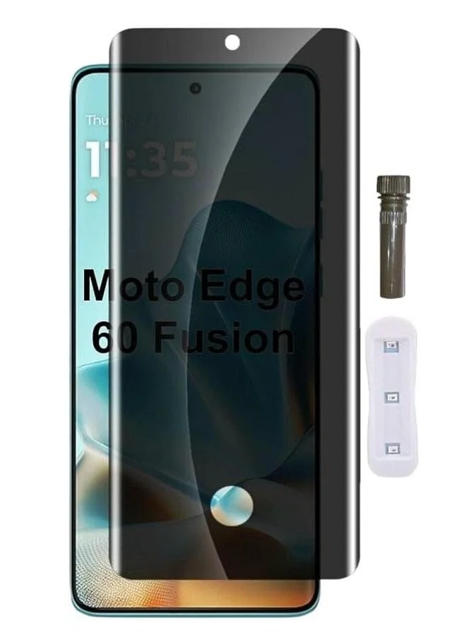 DL3 Mobilak Screen Protector for moto edge 60 fusion UV Glass Fingerprint Reader Support 3D Curved Anti-Spy Tempered Glass Screen Protector - Privacy