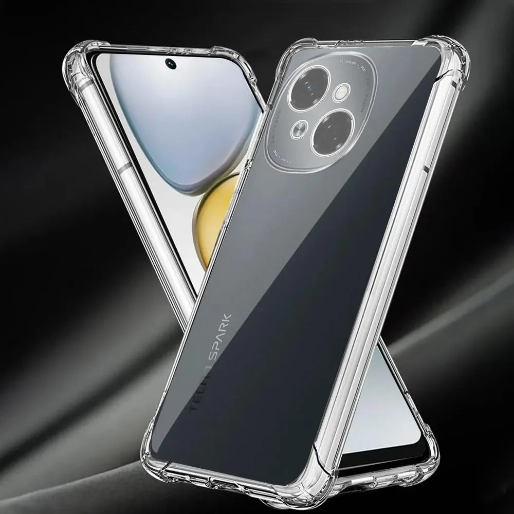 DL3 Mobilak Case Compatible with Tecno Spark Go 1/Go 2025, Cover SiliconeTransparent TPU Gorilla Anti-shock Protector Camera Shockproof Corners - Clear