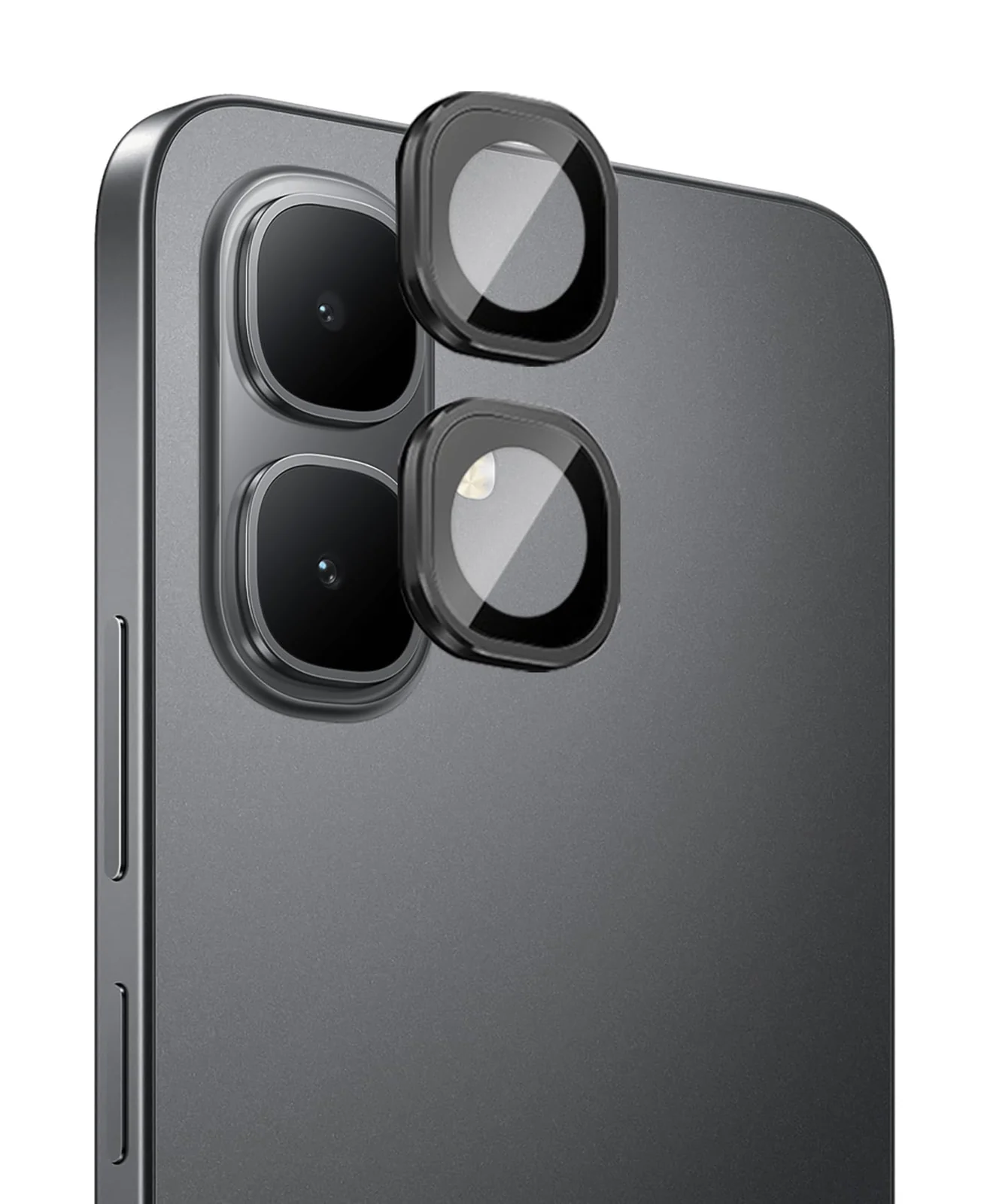 DL3 Mobilak Camera Lens Protector for Infinix Smart 10 Accessories, 9H Tempered Glass Metal Individual Ring Camera Cover Screen Protector, Case Friendly, Anti Scratch - Black