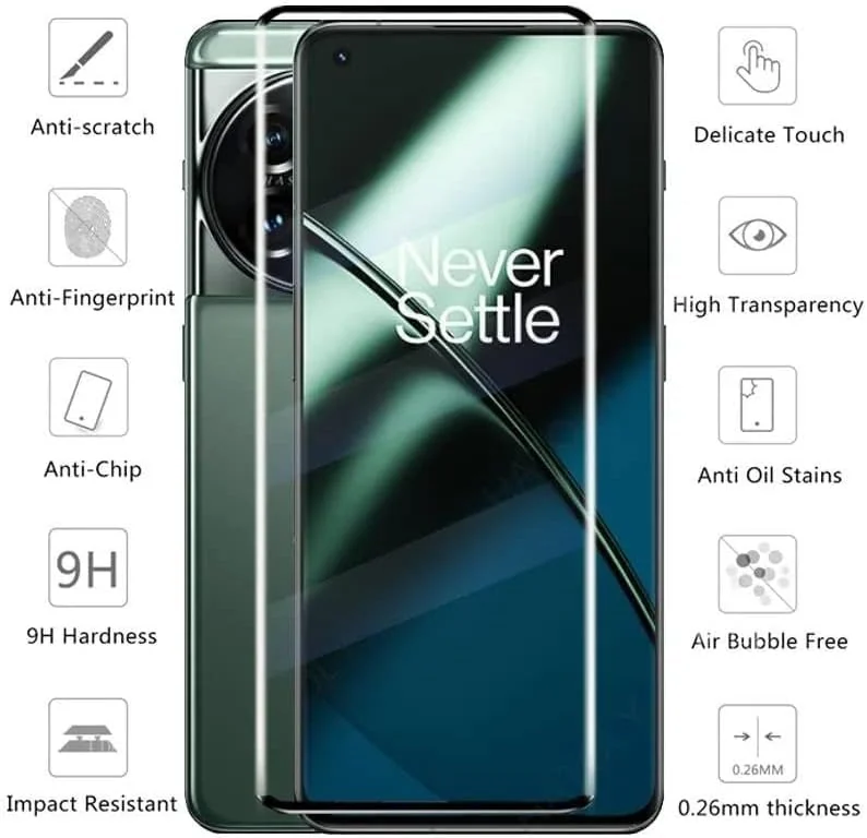 DL3 Mobilak Full Curved 5D Glass Screen Protector Full Glue For OnePlus 11 5G - Black