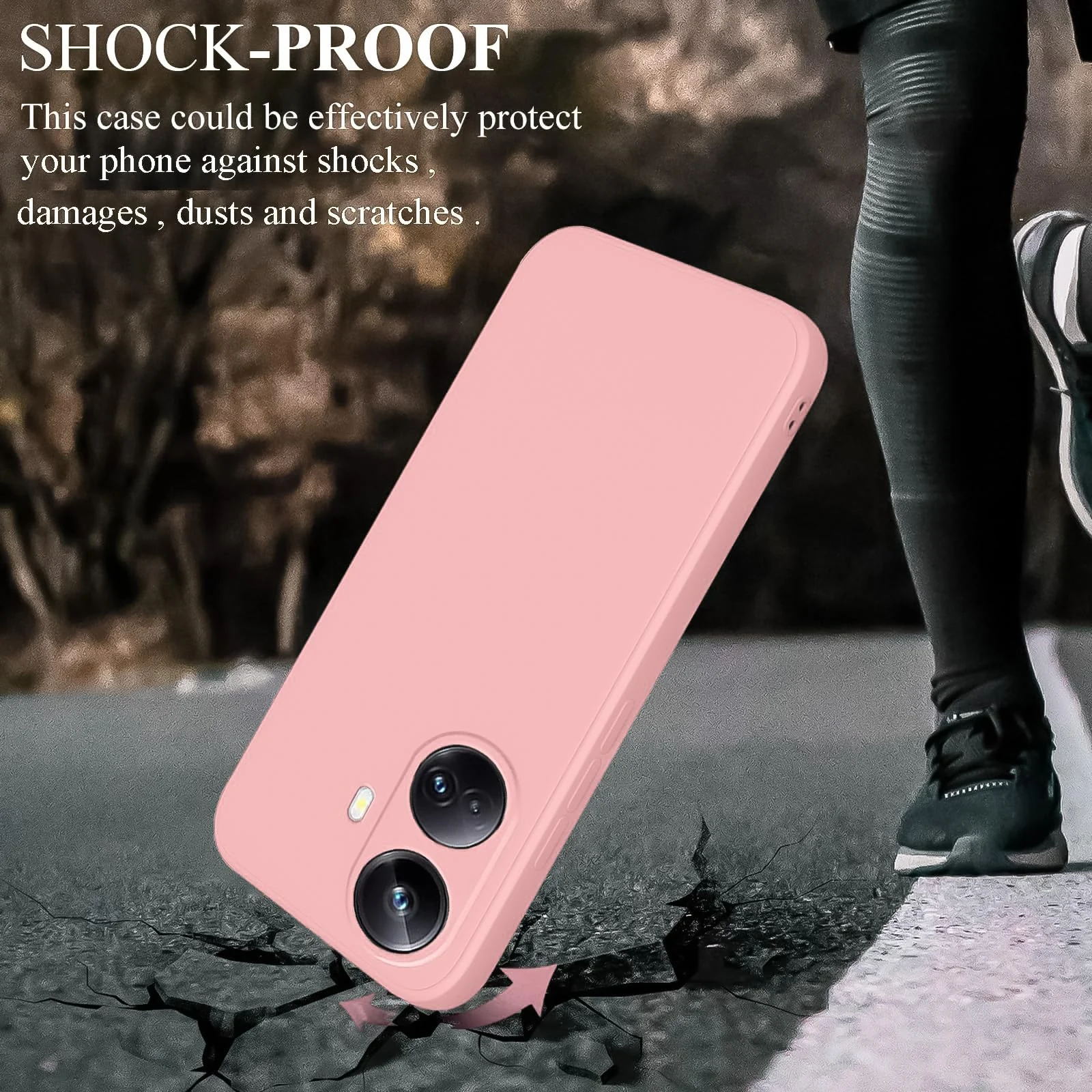 DL3 Mobilak Soft Silicone Protective Case for realme 10 pro plus with Microfiber Lining and Shockproof Design - Pink Sand