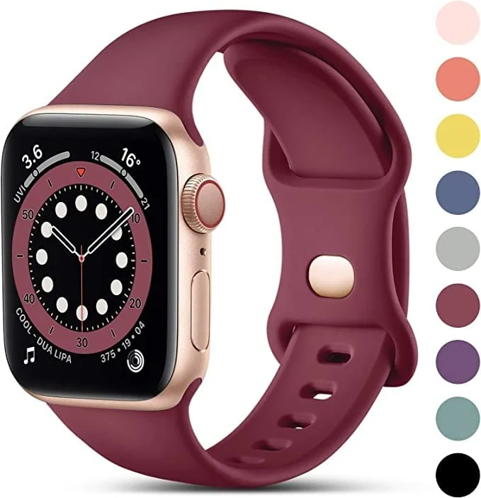 DL3 Mobilak Bands Compatible with Apple Watch Ultra 49mm 45mm 44mm 42mm 41mm 40mm 38mm, Replacement Soft Silicone Strap for iWatch Ultra 2 Series 9/8/7/6/5/4/3/2/1 SE (42MM/44MM/45MM/49MM) - Wine Red