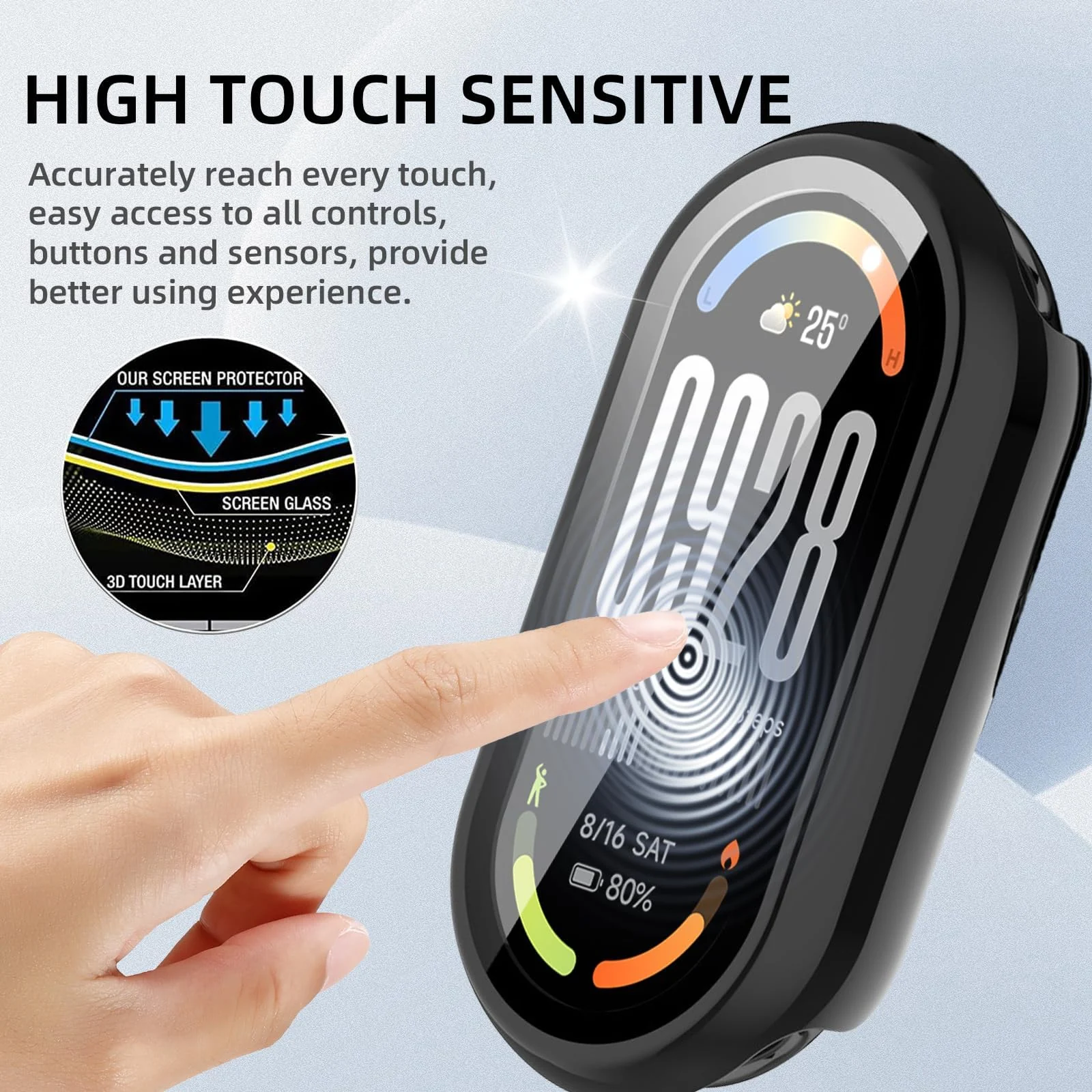 DL3 Mobilak PC Protective Case for Xiaomi Smart Band 10 with Shockproof Design - Black