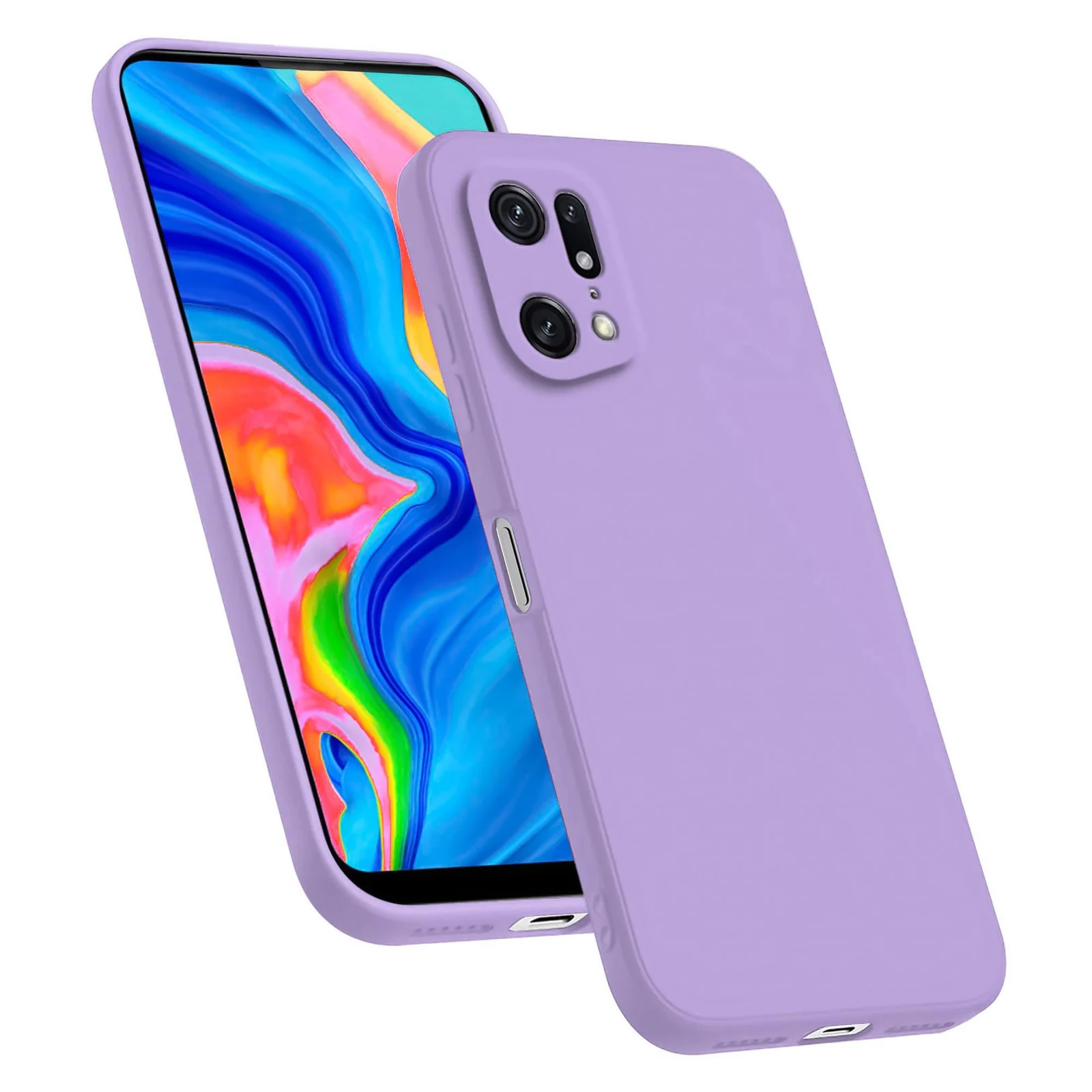 Dl3 Mobilak Oppo Find X5 Pro Case, Soft Flexible Liquid Silicone Gel Rubber Bumper Cover, Full Body Shockproof Protective Phone Case (Lavender Purple)