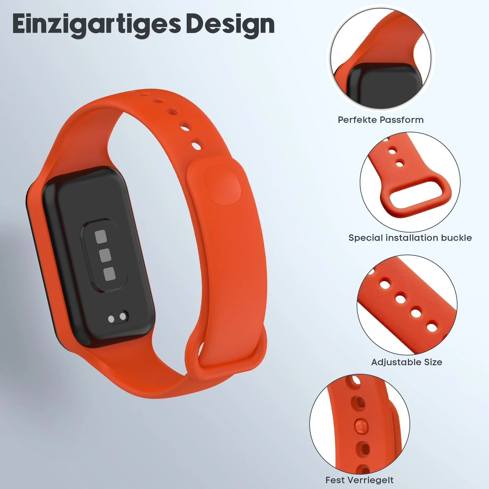 DL3 Mobilak Compatible with Xiaomi Smart Band 9 Active/Xiaomi Redmi Smart Band 3 Replacement Silicone Wrist Strap Bracelet Band Soft And Durable Watch Accessories - Orange