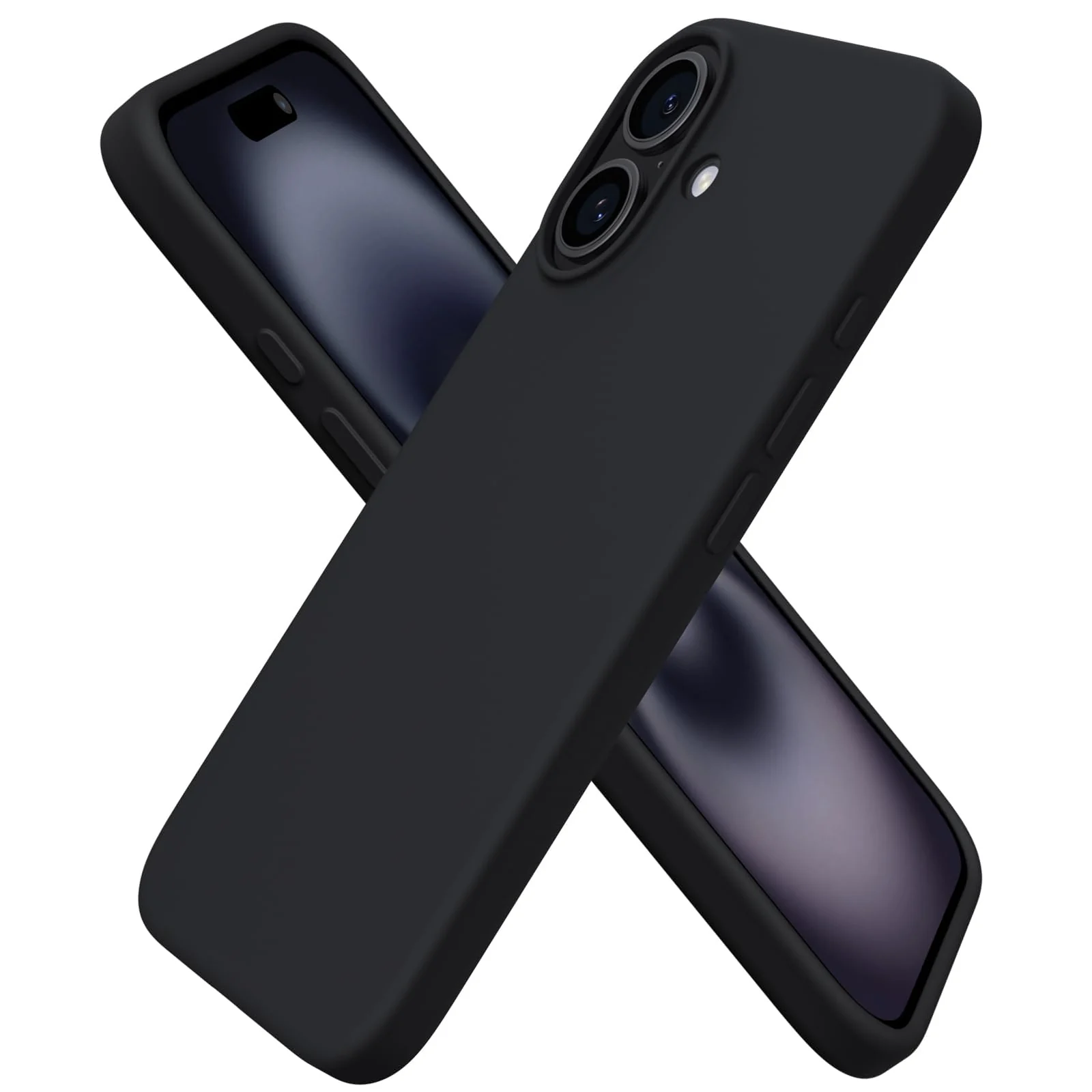 DL3 Mobilak Liquid Silicone Protective Case with Soft Microfiber Lining for iPhone 16 - Black