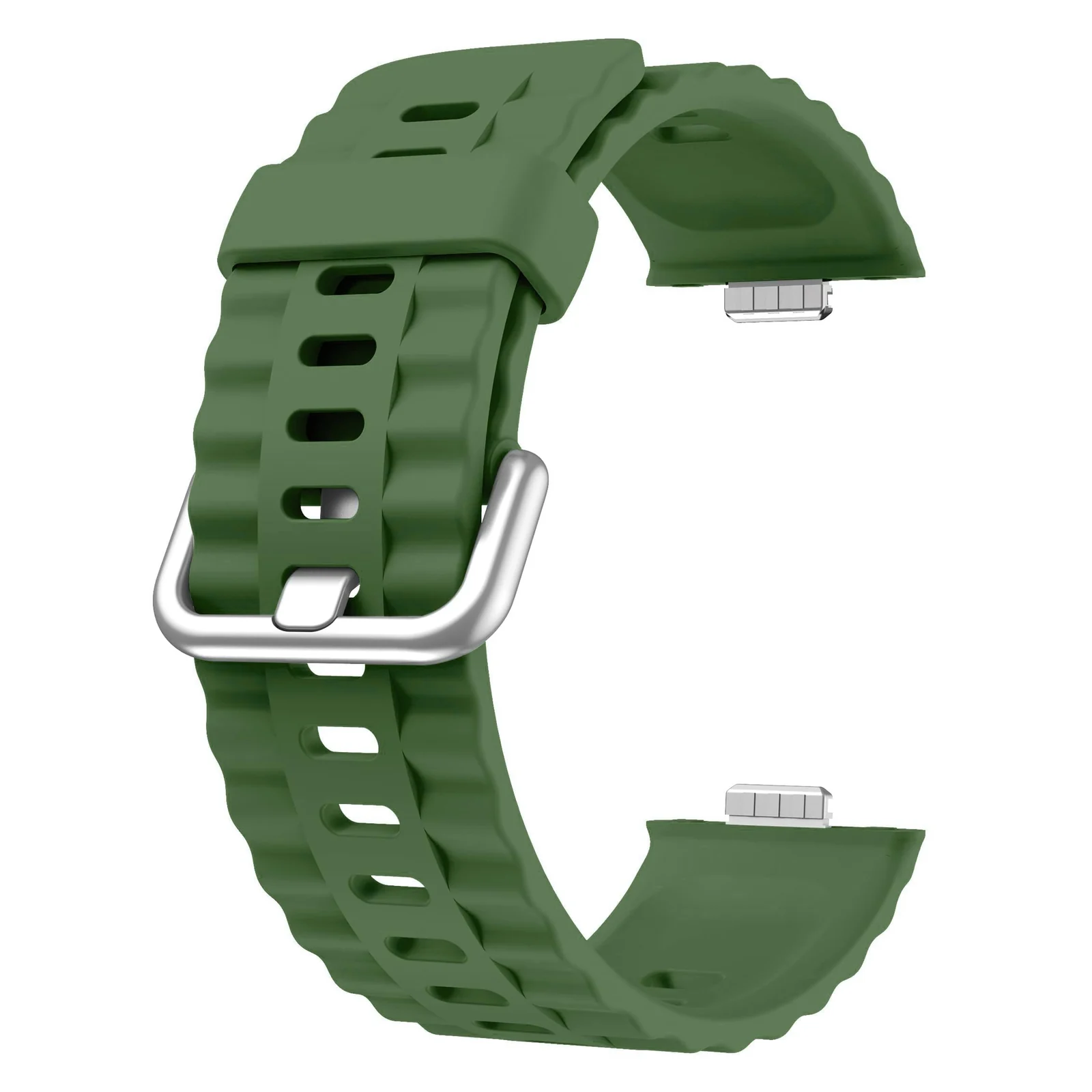 DL3 Mobilak Wavy Texture Sports Wristbands for Huawei Watch Fit 4/Fit 4 Pro/Fit 3 Strap, Breathable Silicone Wristband Strap Watch Strap Bracelet for Huawei Watch Fit 4 Pro/Fit4/3 - Green