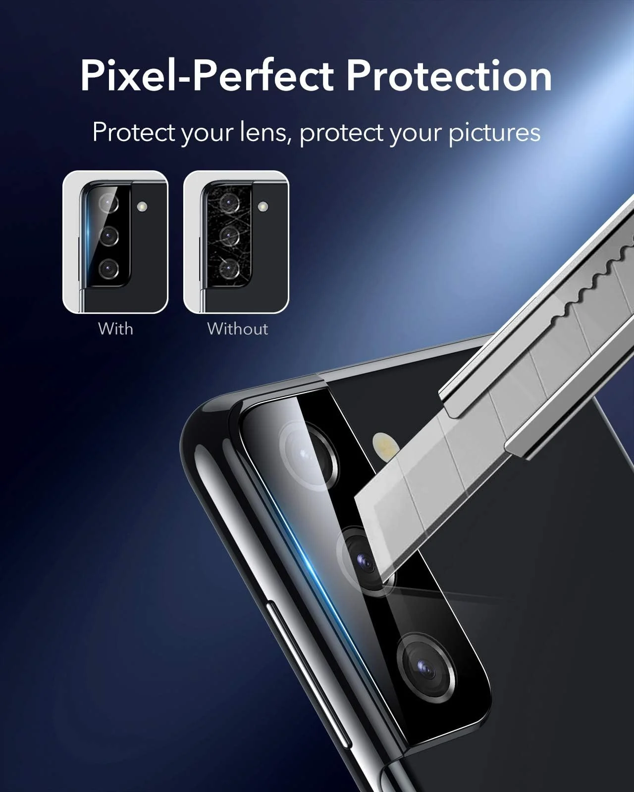 DL3 Mobilak Camera Protector Tempered Glass Screen Protector HD [Full Coverage][Anti-Scratch] Drop Protection Ultra Clear/Thin Lens Protector Case - (Galaxy S21+ Plus) - Black