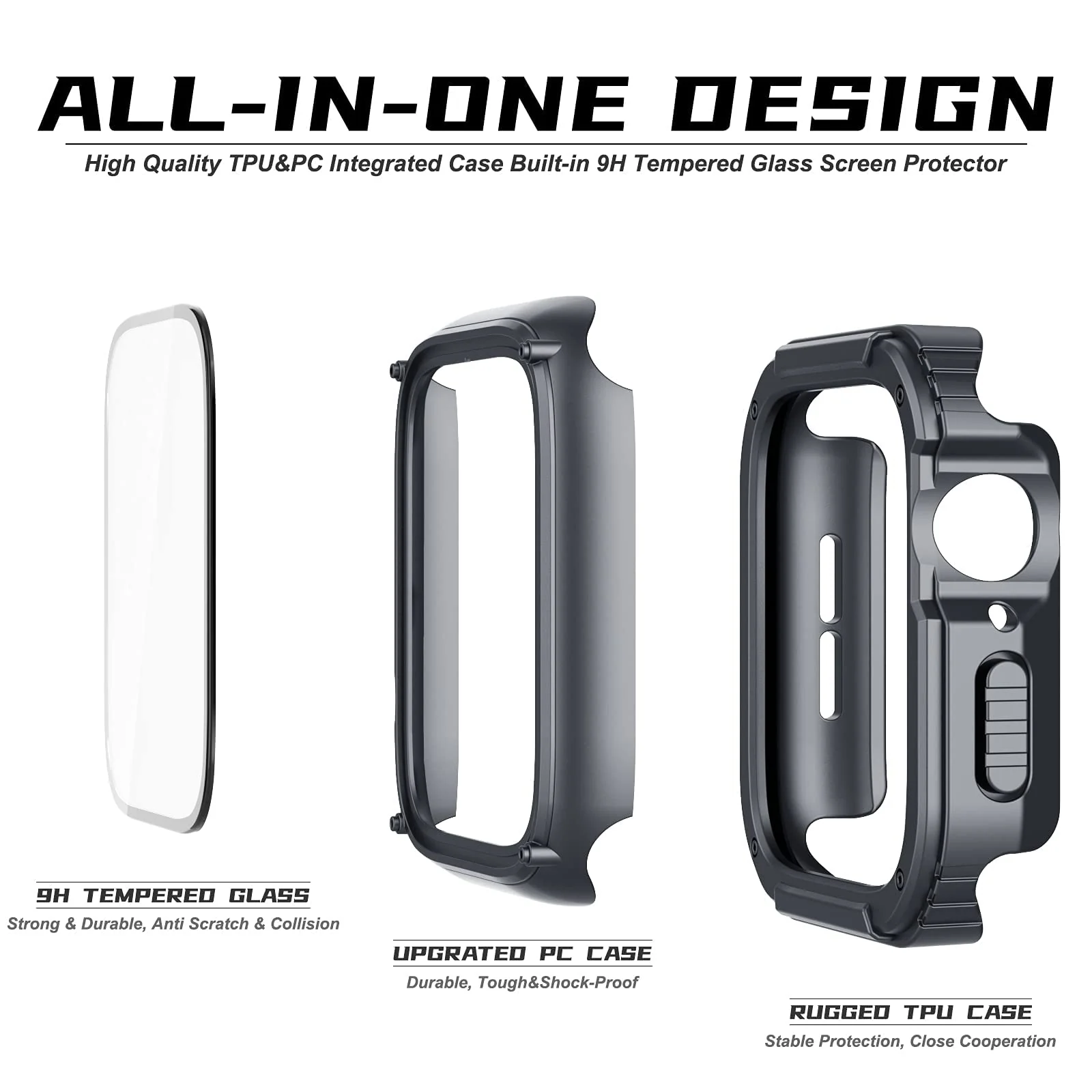 DL3 Mobilak Rugged Apple Watch Case 44mm Series SE 6/5/4 with Screen Protector, Durable Military Grade Quattro Pro Series Drop-Proof Protective Cove Full Coverage Shock-Proof Bumper (Grey)