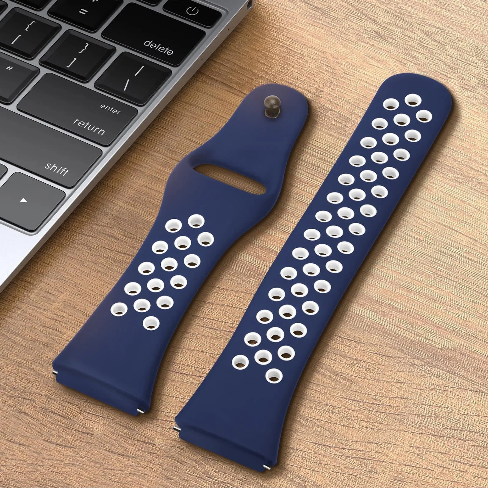 DL3 Mobilak Strap Silicone Compatible With Xiaomi Redmi Watch 3 Active/Redmi Watch 3 Lite, Sport Silicone Watch Band Wrist Strap, Bracelet Wristband Wrist Strap - Blue White