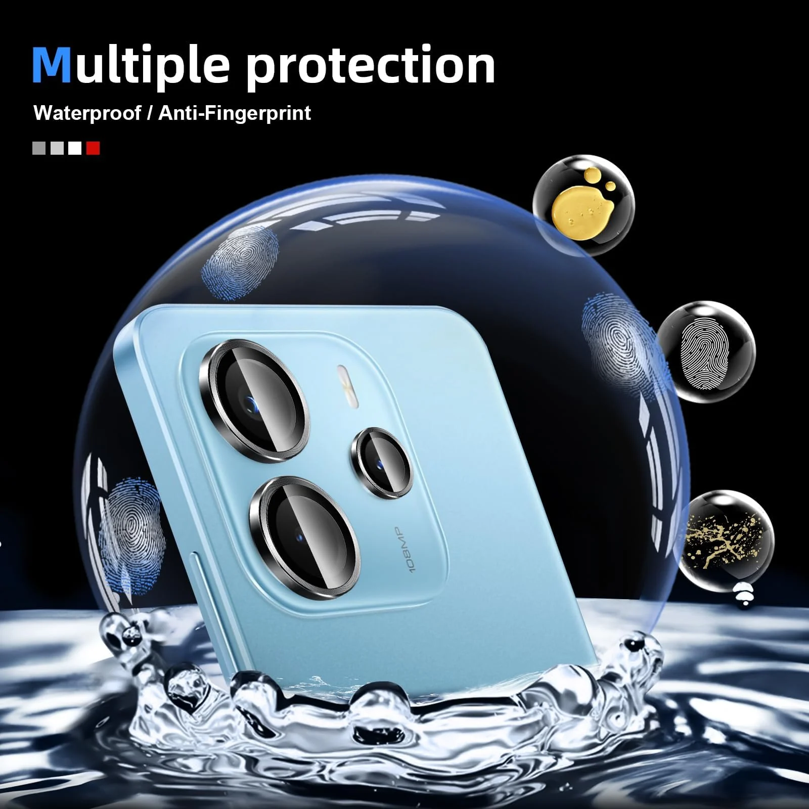 DL3 Mobilak Camera Lens Protector for Xiaomi Redmi Note 14 4G (Not 5G) Accessories, 9H Tempered Glass Metal Individual Ring Camera Cover Screen Protector, Case Friendly, Anti Scratch - Black