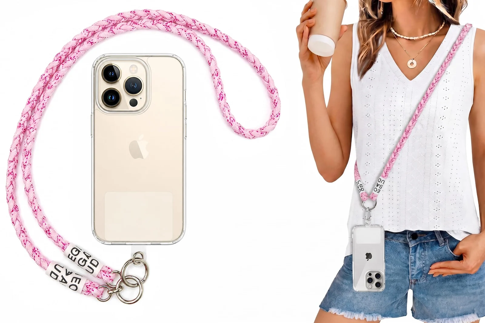 120cm — DL3 Mobilak Adjustable Nylon Crossbody Phone Lanyard Strap for Most Smartphones and Cases, Adjustable length