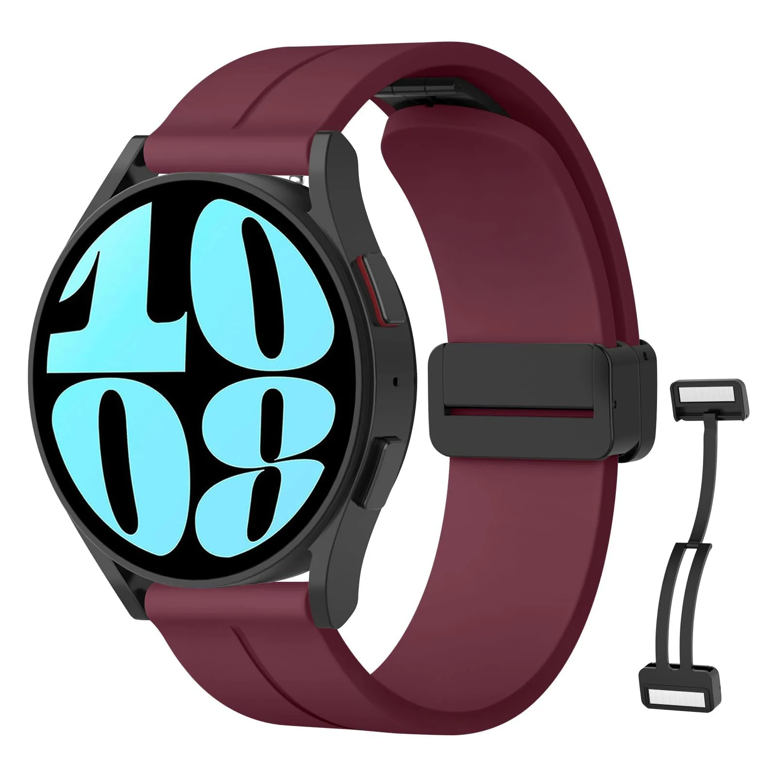 DL3 Mobilak 22MM Silicone Band Magnetic Clasp Strap For Xiaomi Redmi Watch 5 Active/5 Lite/Samsung Galaxy Watch 46mm/Watch 3 45mm/Gear S3/Huawei watch (GT6 GT5 GT4 GT3 GT2 GT 46MM)/GT6 Pro/Amazfit GTR4 - Black