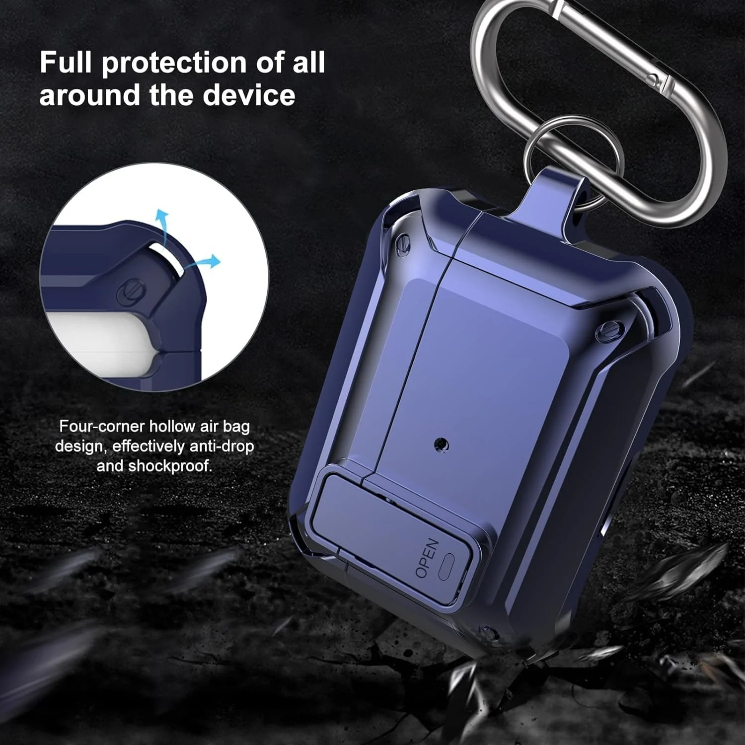 DL3 Mobilak Case Compatible with AirPods 3rd Generation with Lock, Rugged Armor Compatible with AirPods 3 Case with Keychain Shockproof Hard Shell Compatible with AirPods 3 Case - Blue