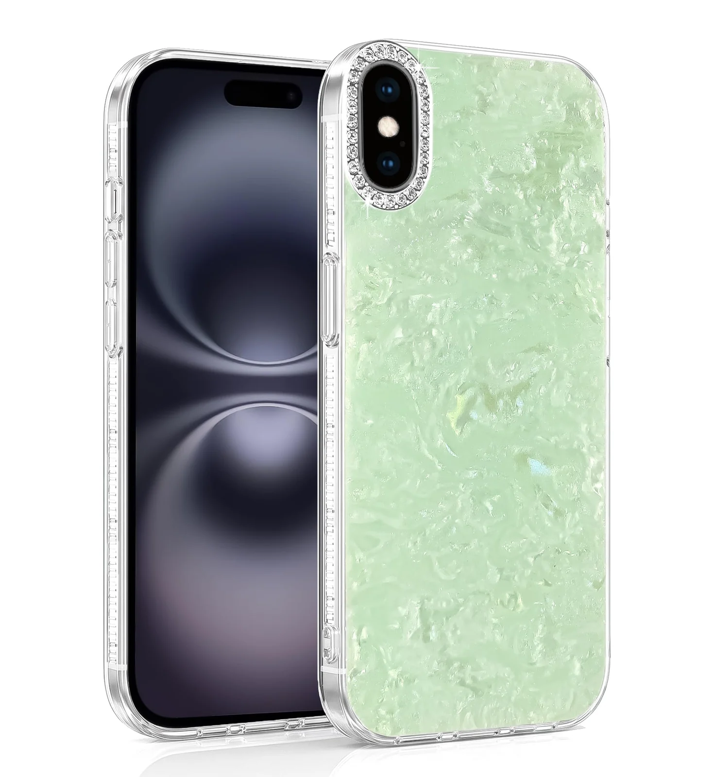 DL3 Mobilak Glitter Rhinestone Protective Case for iPhone X / iPhone XS with Shockproof Design - Mint Green