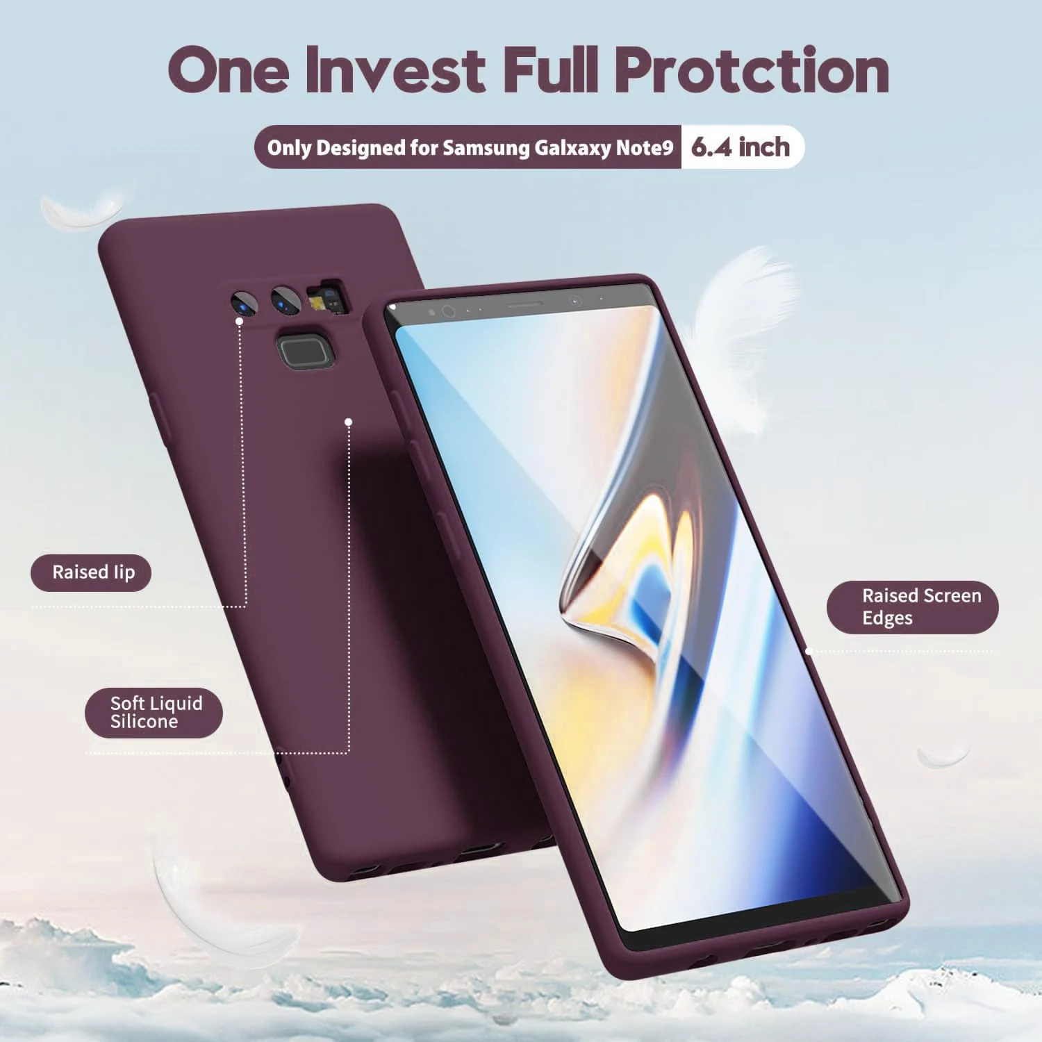 DL3 Mobilak Silicone Protective Case for Samsung Galaxy Note 9, Shock-absorbing protection, Scratch-resistant surface, Soft microfiber lining - Wine Red