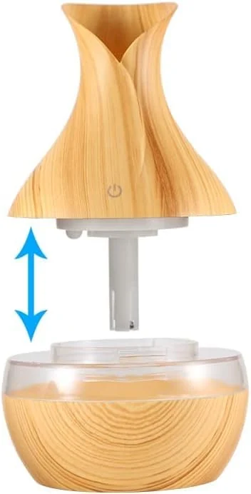 Mobigon Wood Cool Mist Ultrasonic Humidifier for Room Moisture, Aroma Diffuser for Home, 300ml Essential Oil Diffuser with 7 Colorful Night Light, Auto Shut-Off, Home, Office, car - C.Light Brown