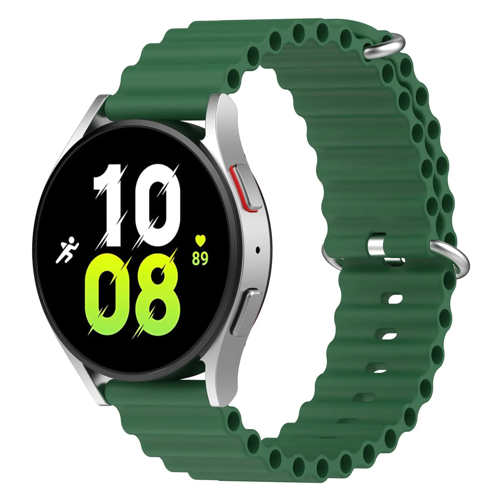 DL3 Mobilak 20mm Ocean Band for Samsung Galaxy Watch 7/6/5/4/FE Band 40mm 44mm/Galaxy Watch 6/4 Classic Bands 47mm 43mm 46mm 42mm/Watch 5 pro 45mm/3 41mm/Active 2, Adjustable Soft Silicone Sport Loop Ocean Strap - Green