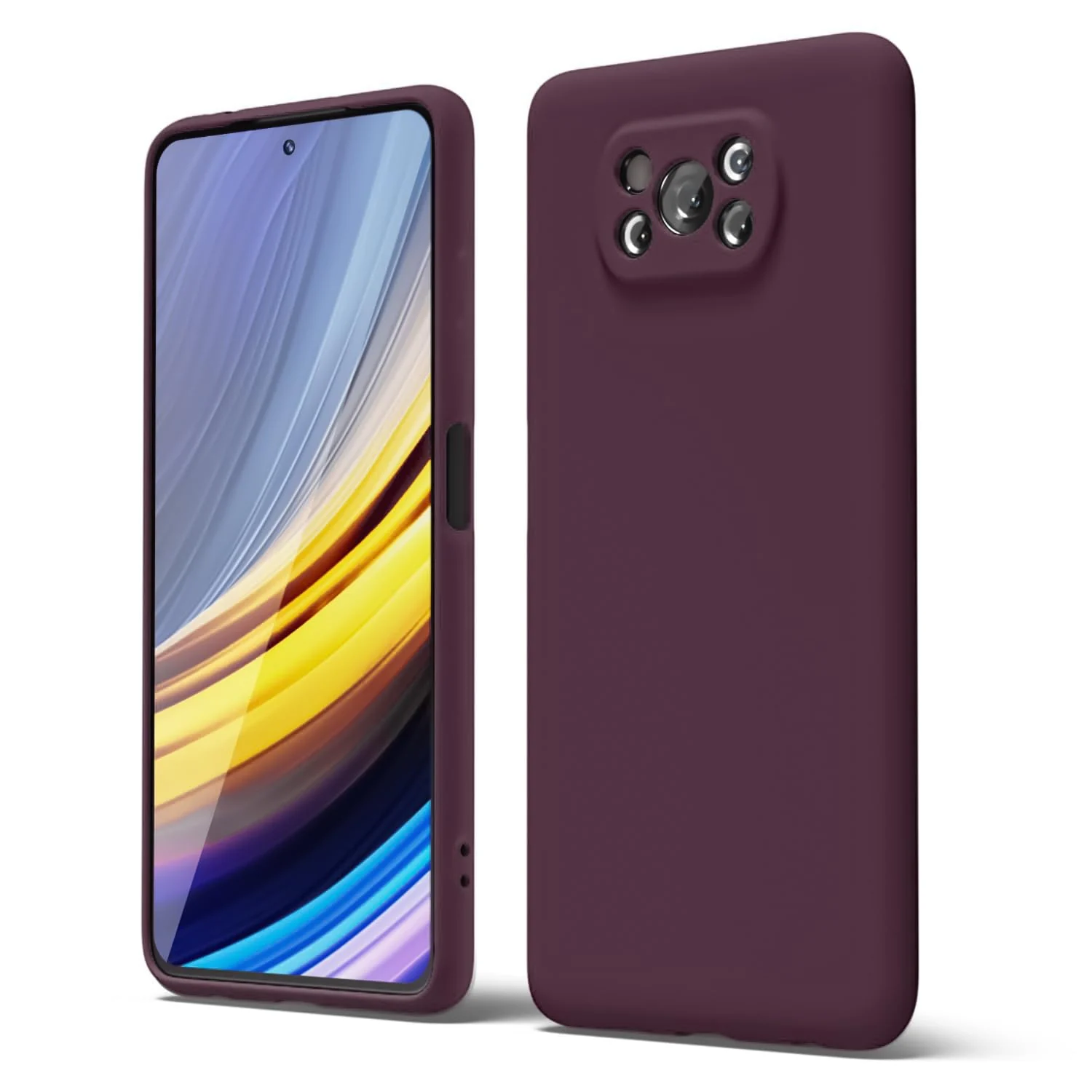 DL3 Mobilak Liquid Silicone Protective Case for Xiaomi Poco X3 Pro / Poco X3 NFC / Poco X3 with Camera Protection and Microfiber Lining - Wine Red