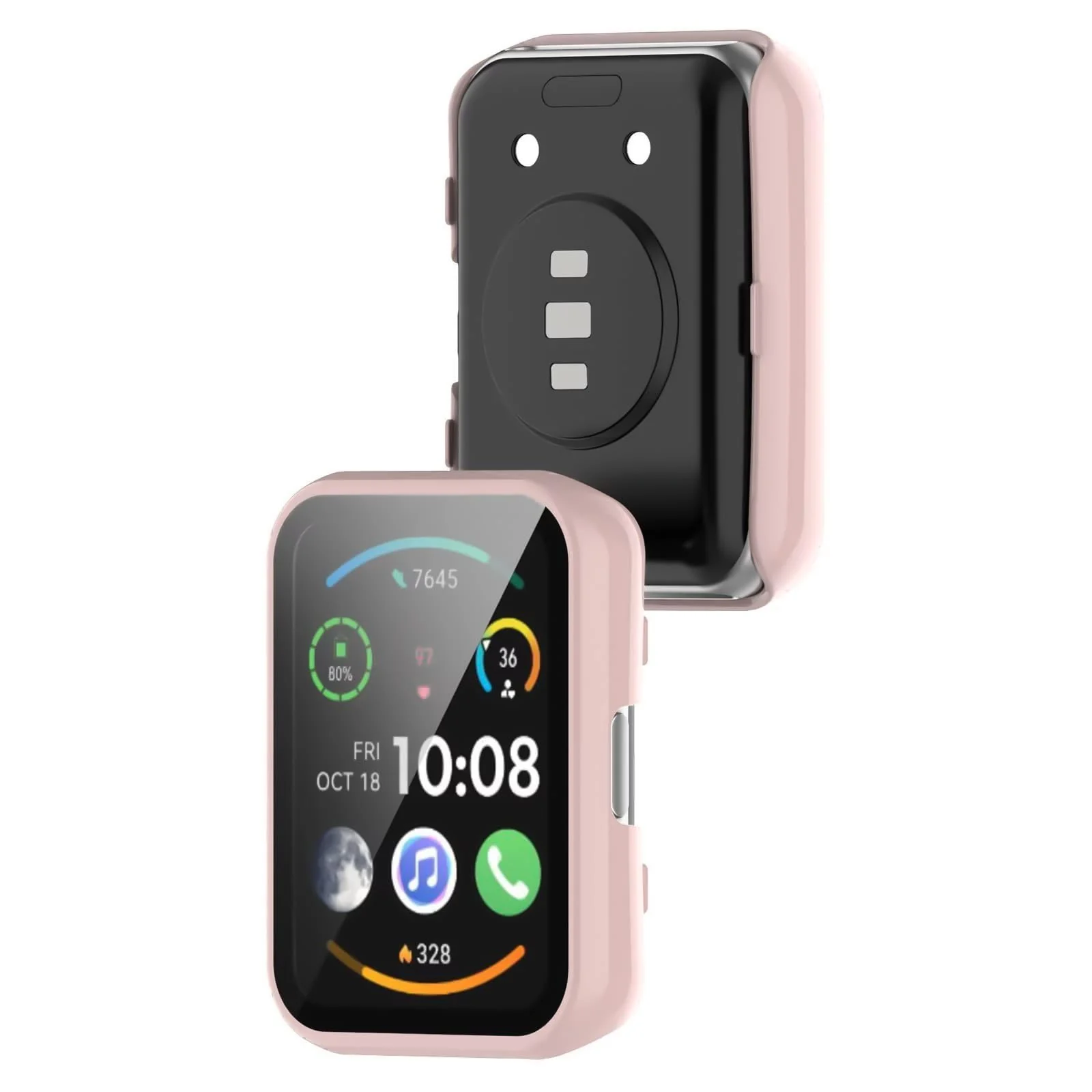 DL3 MOBILAK Full-Coverage Watch Case with Tempered Glass for Huawei Watch Fit / Honor Watch ES, Pink