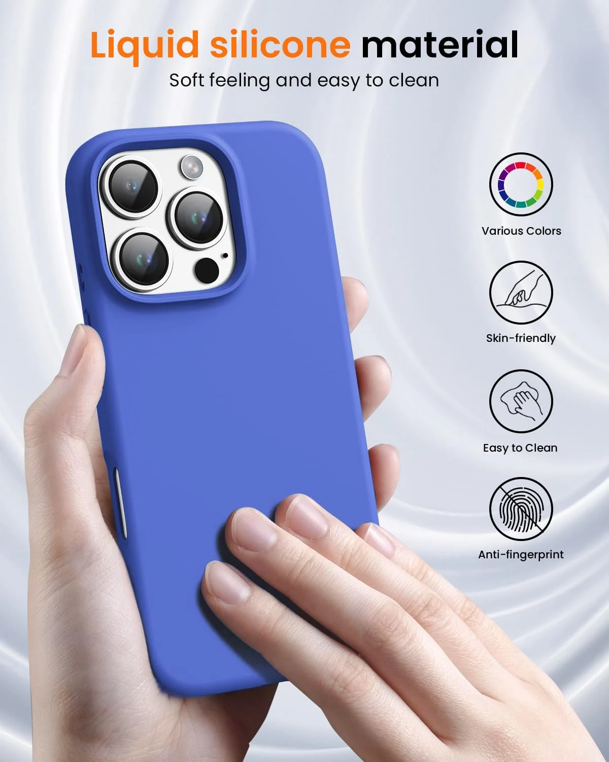 DL3 Mobilak Liquid Silicone Protective Case with Soft Microfiber Lining for iPhone 16 Pro - Light Blue 2