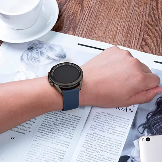 DL3 Mobilak Strap Silicone 20MM For Samsung Galaxy Watch 7/6/5/4 40mm 44mm/5 Pro 45mm/S2 classic/active 2 40mm 44mm/Amazfi GTS 2/2e/3/3 Pro/4/2 Mini/3 Mini/4 Mini/Bip 3/Bip 3 Pro - Dark Blue