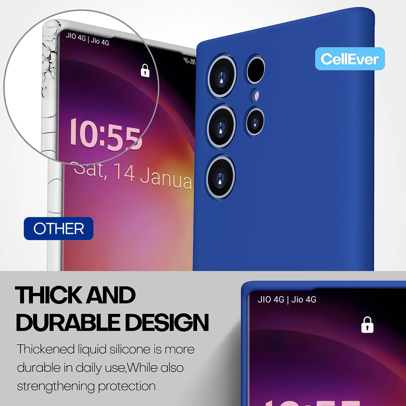 DL3 Mobilak Silicone Protective Case for Samsung Galaxy S22 Ultra 5G, Shock-absorbing protection, Scratch-resistant surface, Soft microfiber lining - Royal Blue
