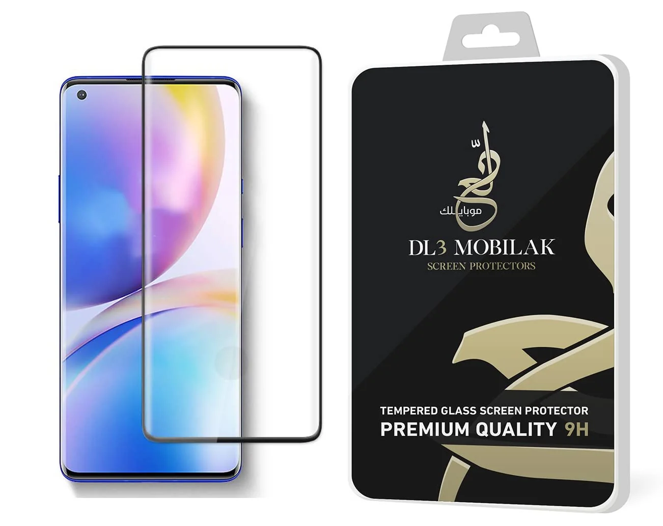 DL3 Mobilak Full Curved 5D Glass Screen Protector Full Glue For OnePlus 8 Pro - Black