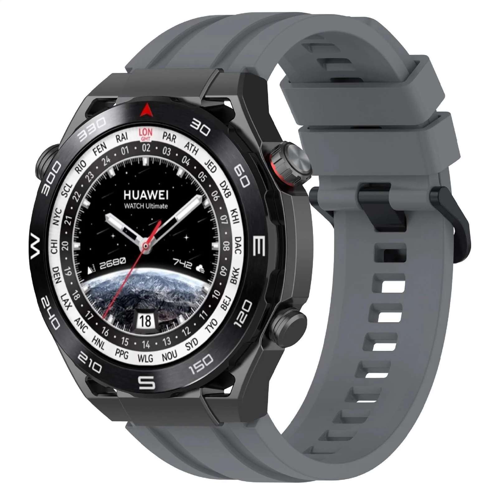 22MM Band Compatible with Huawei Watch GT7 GT6 GT5 GT4 46MM/Watch 4 3 Pro/GT7 GT6 GT5 GT4 Pro/Watch 4 3/GT3 46mm/GT2 46mm/GT 2e/GT Runner, 22MM Silicone Replacement Wristband Strap - Gray