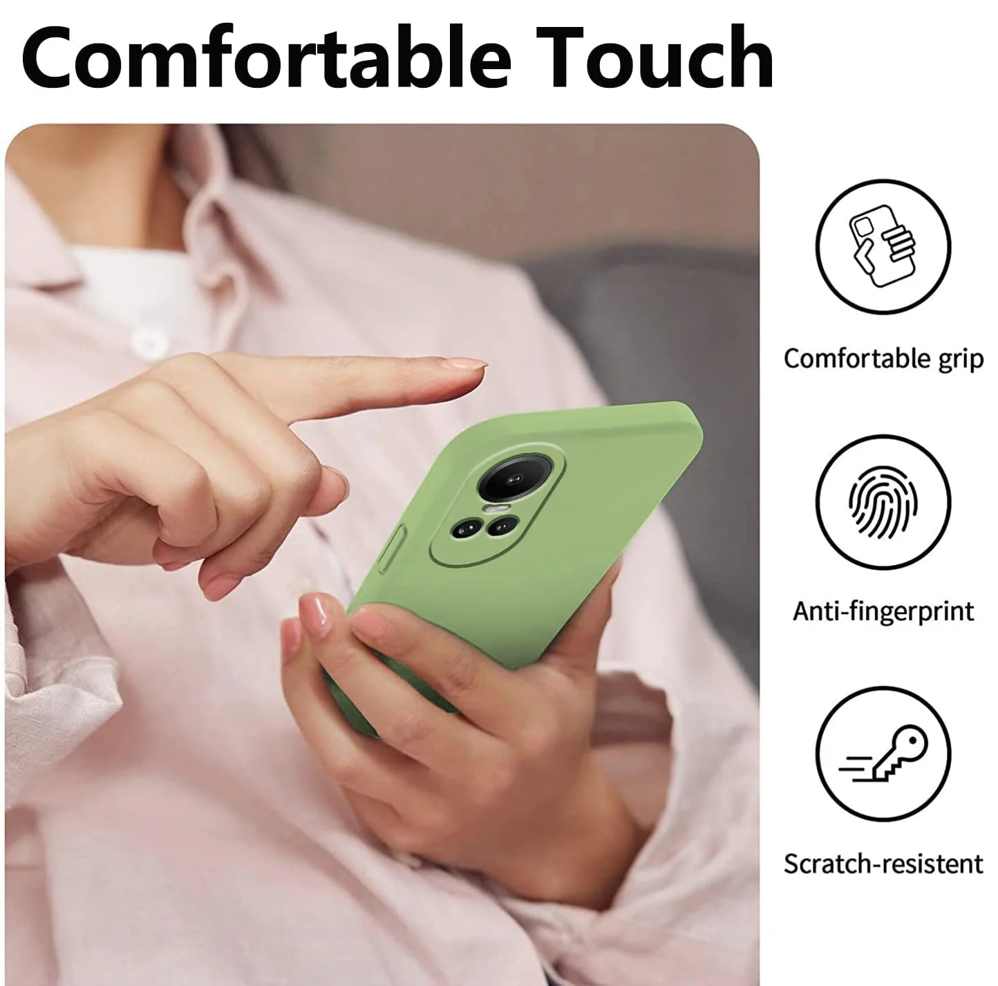 DL3 Mobilak Liquid Silicone Case for OPPO Reno 10 5G / OPPO Reno 10 Pro 5G, Shock-absorbing protection, Scratch-resistant surface, Soft microfiber lining - Mint Green