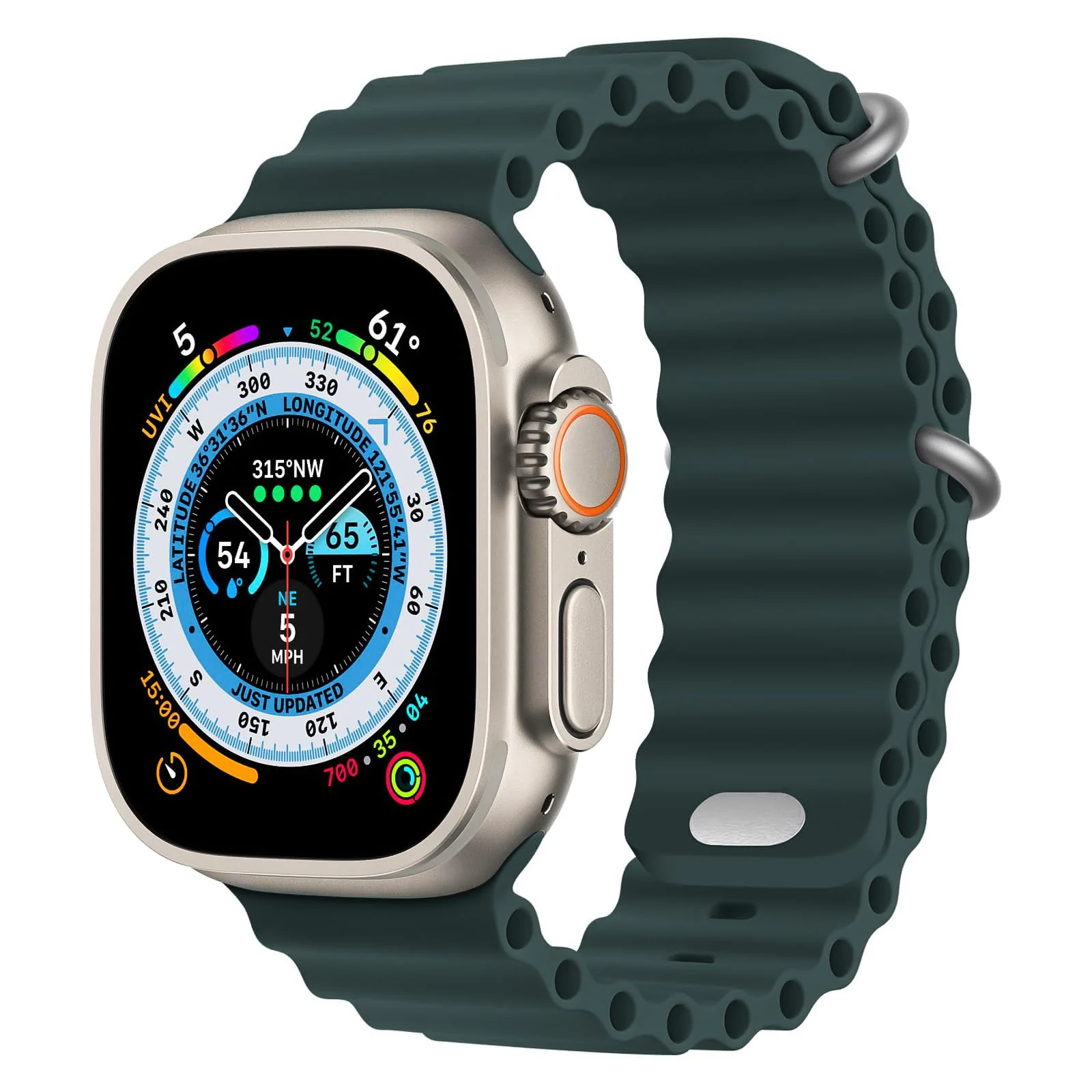 DL3 Mobilak Ocean Band For Apple Watch Ultra 49mm 45mm 44mm 42mm 41mm 40mm 38mm, Soft Silicone Sport Wristbands Replacement Strap iWatch Ultra SE 8 7 6 5 4 3 2 1 (Cypruce, 42MM/44MM/45MM/49MM) - Cypruce Green