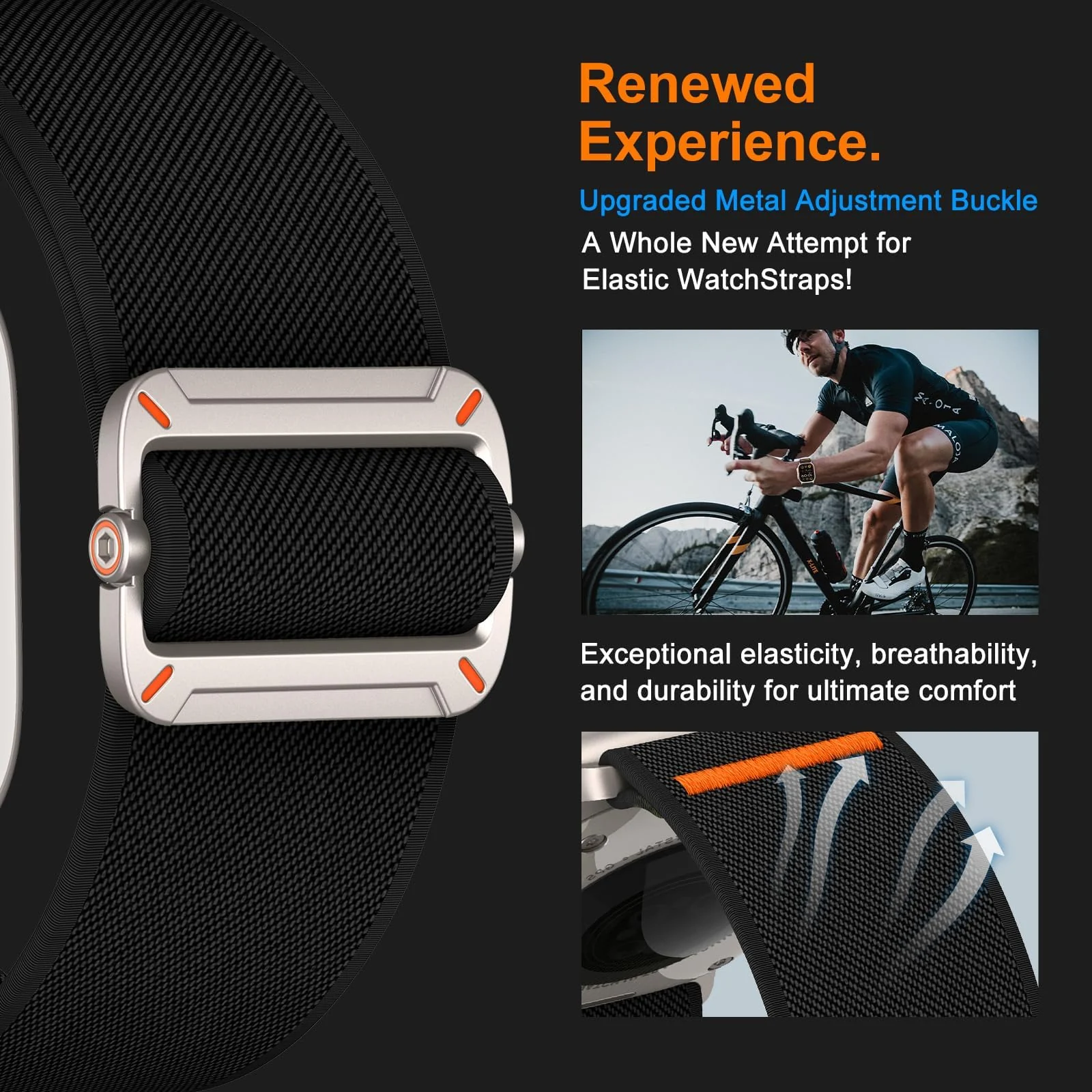 DL3 Mobilak Strap Compatible with Apple Watch Ultra/Ultra 2 Strap 49mm 46mm 45mm 44mm 42mm, Nylon Sport Band Compatible with Apple Watch Ultra SE Series 10 9 8 7 6 5 4 3 2 1, Men - Black