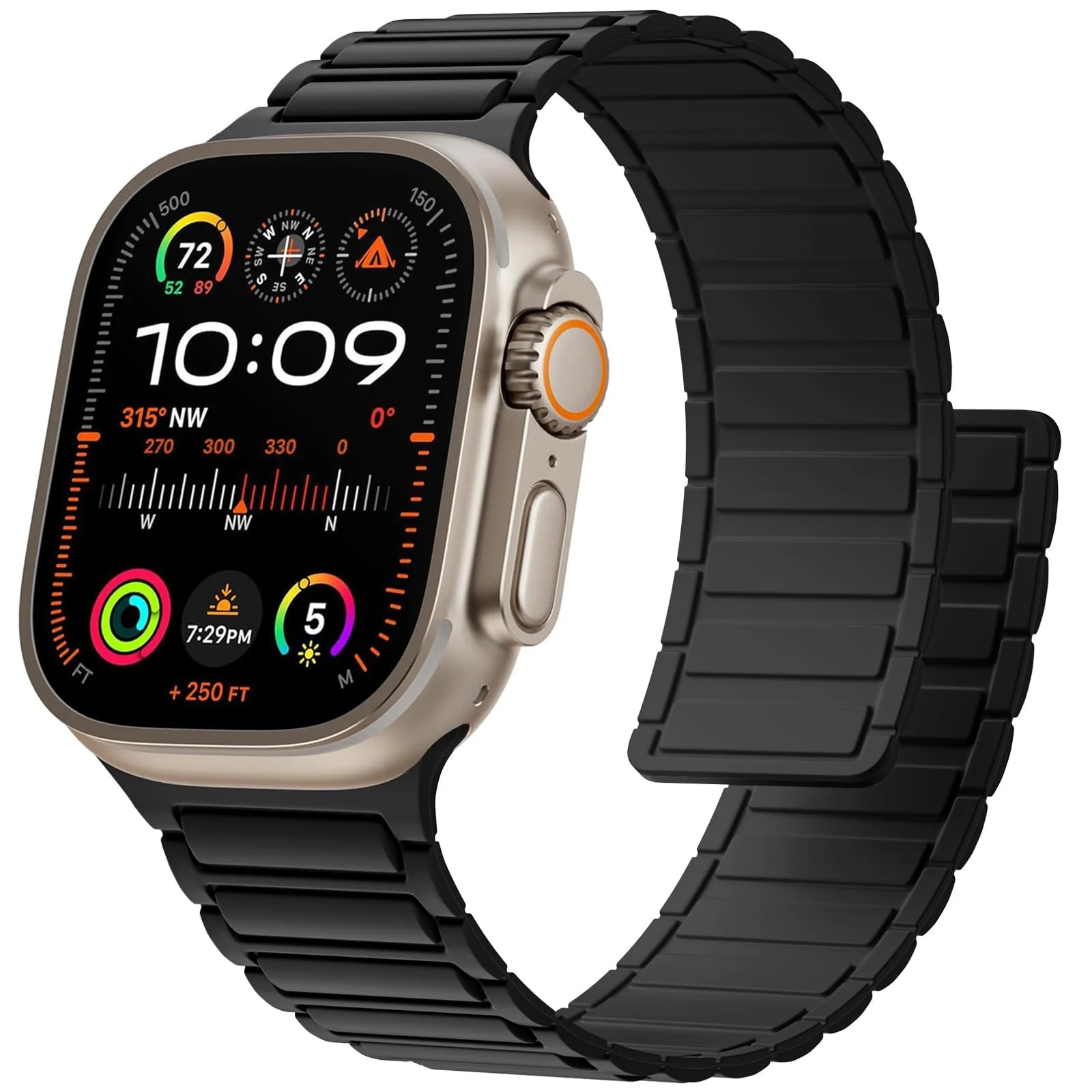 DL3 Mobilak Silicone Straps Compatible with Apple Watch Ultra Strap 49mm 46mm 45mm 44mm 42mm, Loop Band with Strong Magnetic Closure Designed for iWatch Ultra Ultra 2 Series 11 10 9 8 7 6 5 4 3 2 1 SE - B-Black