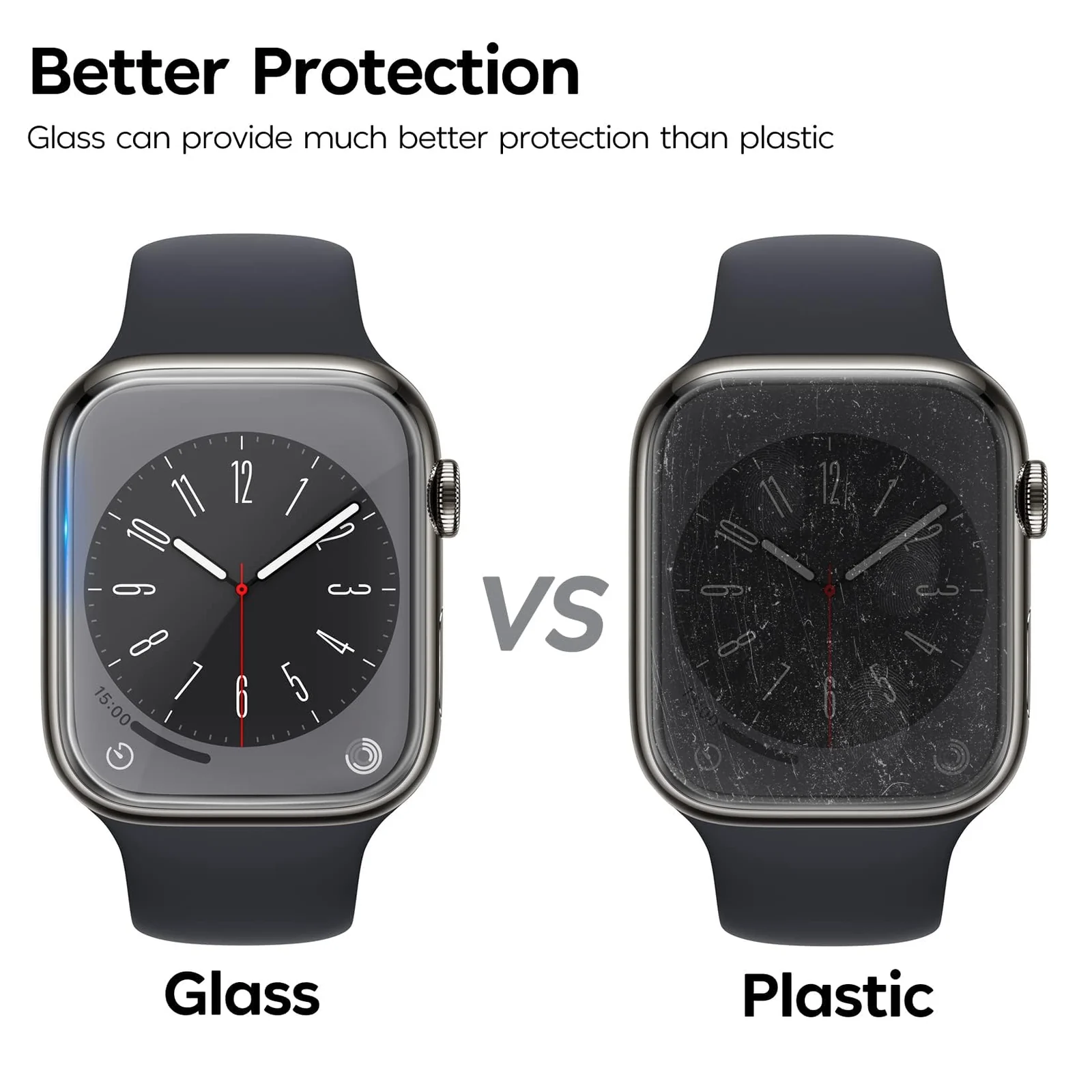 DL3 Mobilak for Apple Watch Series 9/8/7 Screen Protector 45mm, 9H Tempered Glass Bubble Free Waterproof Infinite HD Shield for Apple Watch 7/8/9 45mm (2022) - Clear
