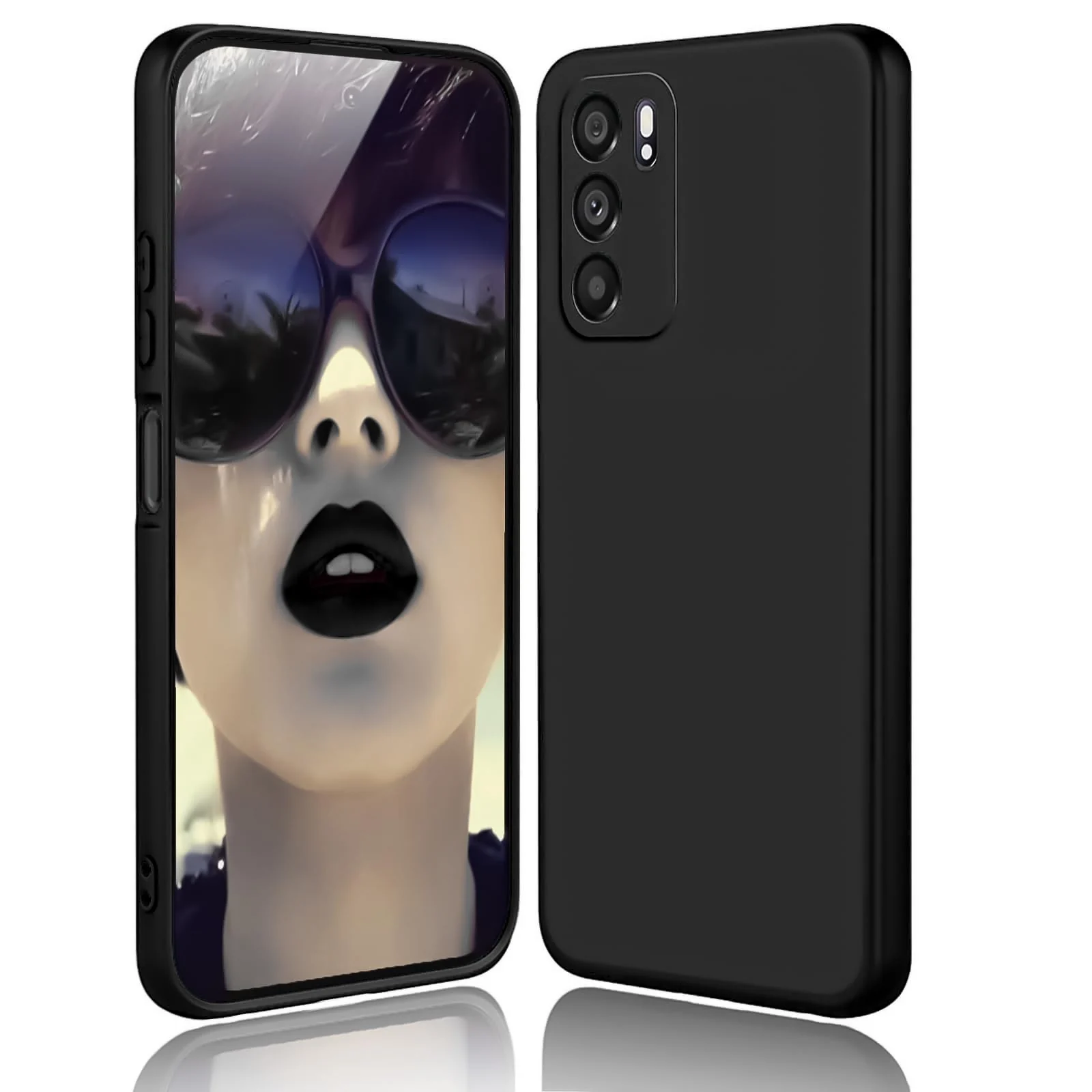DL3 Mobilak Liquid Silicone Protective Case with Soft Microfiber Lining with Full Camera Protection for OPPO Reno 6 5G - Black