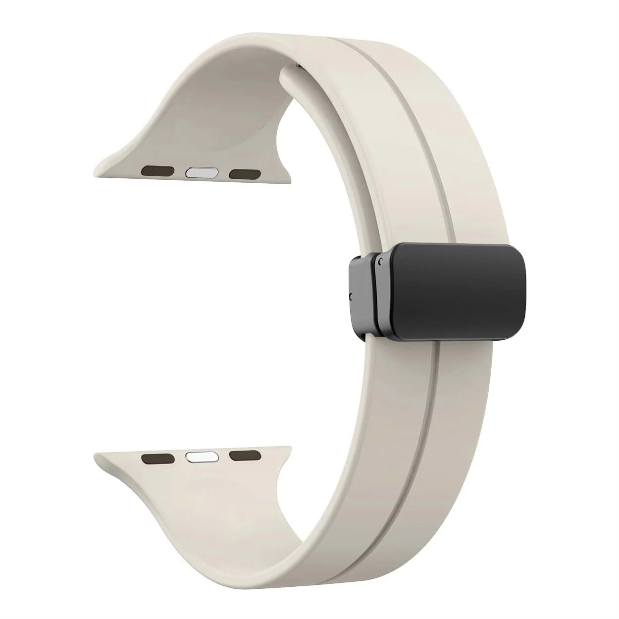 DL3 Mobilak Magnetic Strap for Apple Watch Band 49mm 45mm 44mm 41mm 40mm 38mm 42mm, Sport Silicone Replacement Wristband Strap for iwatch Series 9 8/7/6/5/4/3/2/SE (42mm/44mm/45mm/49mm) - Starlight