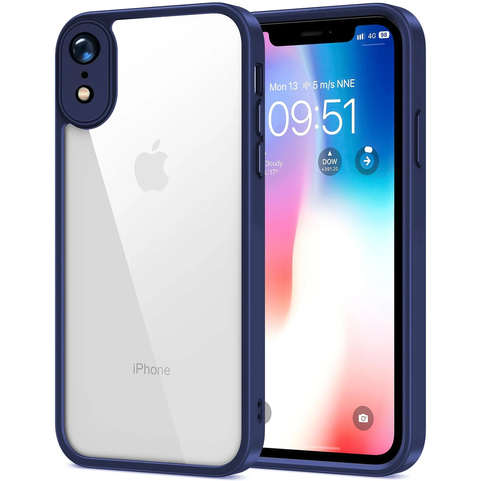 DL3 Mobilak Case Compatible With iPhone XR, Clear Case Shockproof Hard PC +Soft Silicone [Not Yellowing] Transparent Protective Slim Case Phone - Blue