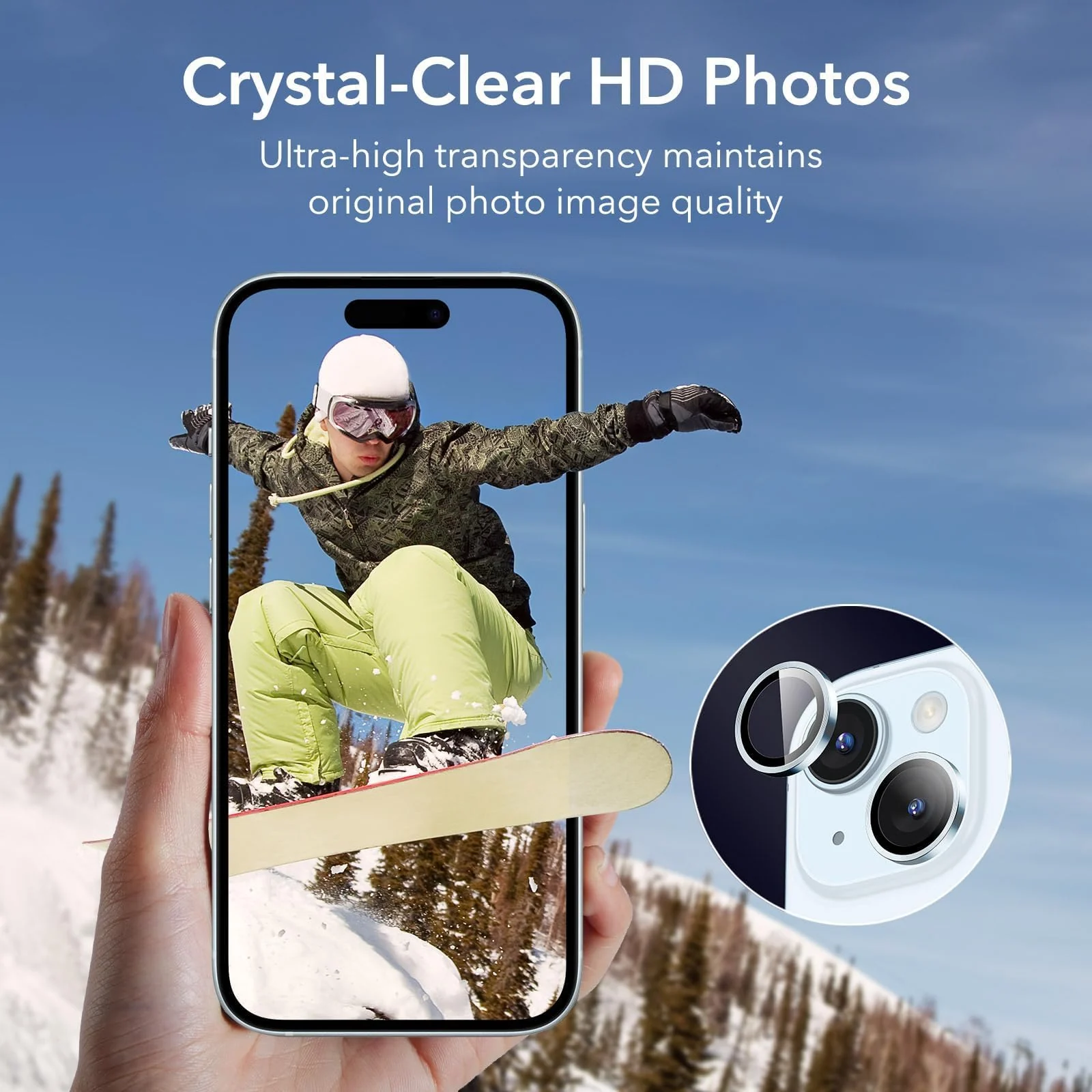 DL3 Mobilak Compatible with iPhone 15/15 Plus & iPhone 14/14 Plus Camera Lens Protector, Anti-Scratch HD Tempered Glass Lens Screen Protection Cover, Metal Individual Lens Ring - Blue
