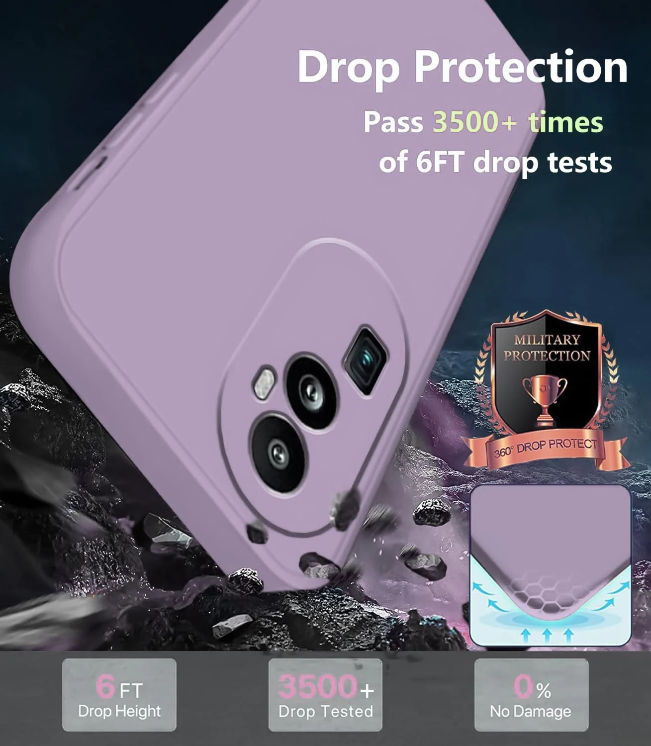 DL3 Mobilak Liquid Silicone Protective Case with Soft Microfiber Lining with Full Camera Protection for OPPO Reno 10 Pro+ Plus 5G - Lavender