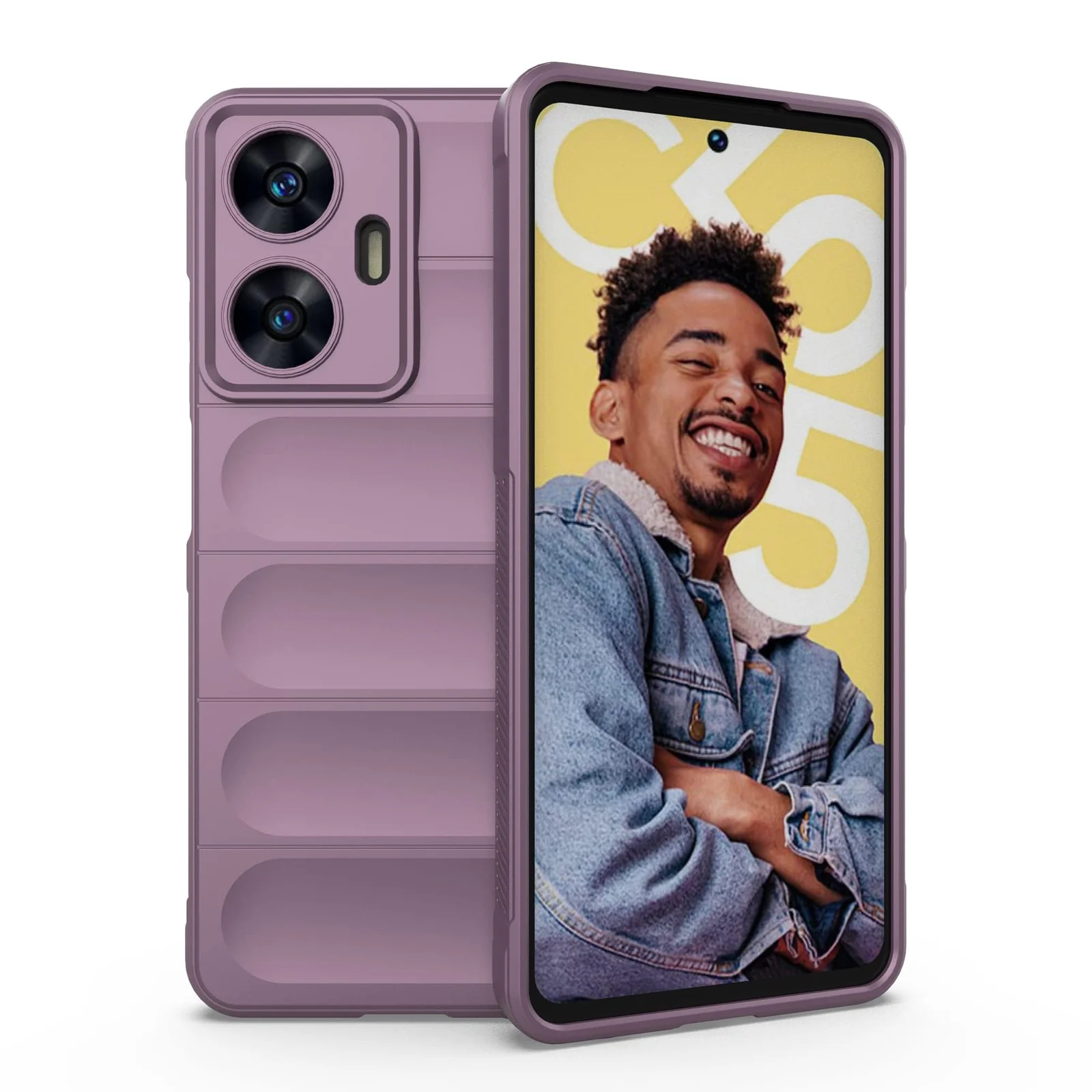 DL3 Mobilak Flexible Silicone and TPU Protective Case with Camera Protection for realme C55 / Narzo N55 - Purple