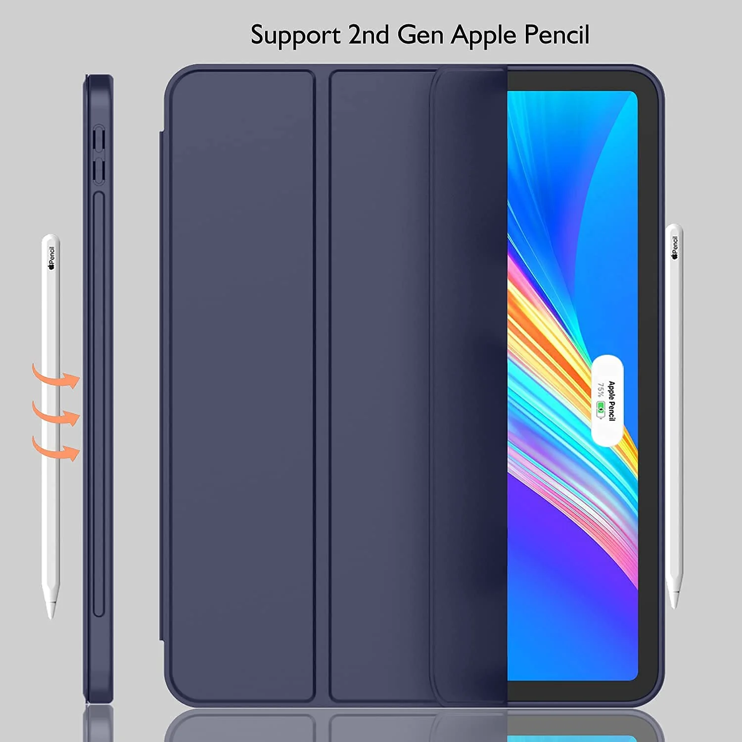 DL3 Mobilak iPad Pro 11 Inch Case 2022(4th Gen)/2021(3rd Gen)/2020(2nd Gen) with Pencil Holder, Smart iPad Case [Support Touch ID and Auto Wake/Sleep] with Auto 2nd Gen Pencil Charging - Blue